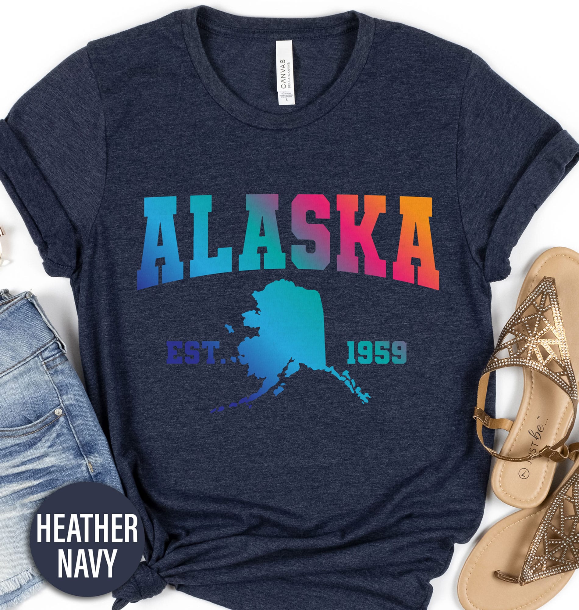Alaska Colorful Map State Tee Alaska Vacation Shirts Shop the Best Alaska Colorful Map State Tee Online