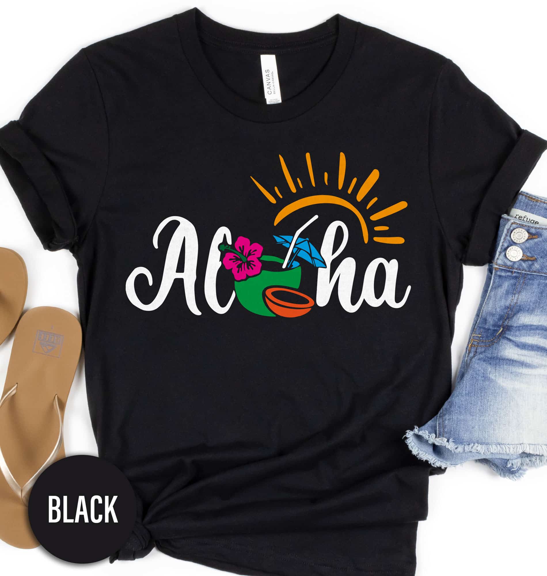 Aloha Coconut Sun Calligraphy Tee Hawaii Vacation Shirts Shop the Aloha Coconut Sun Calligraphy Tee - Perfect for Summer