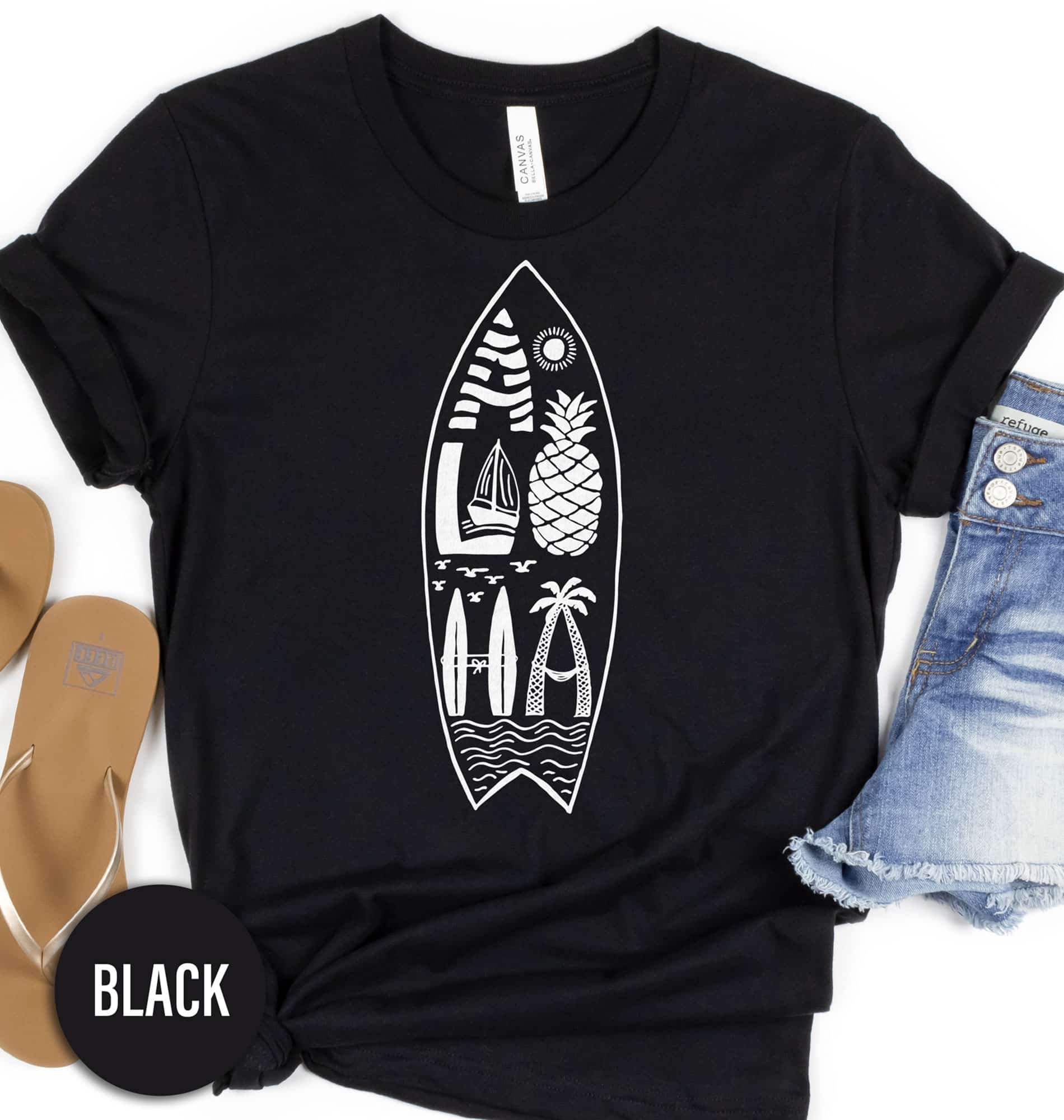 Aloha Surfboard Hawaii Calligraphy Tee Hawaii Vacation Shirts Shop the Aloha Surfboard Hawaii Calligraphy Tee - Perfect for Beach Lovers
