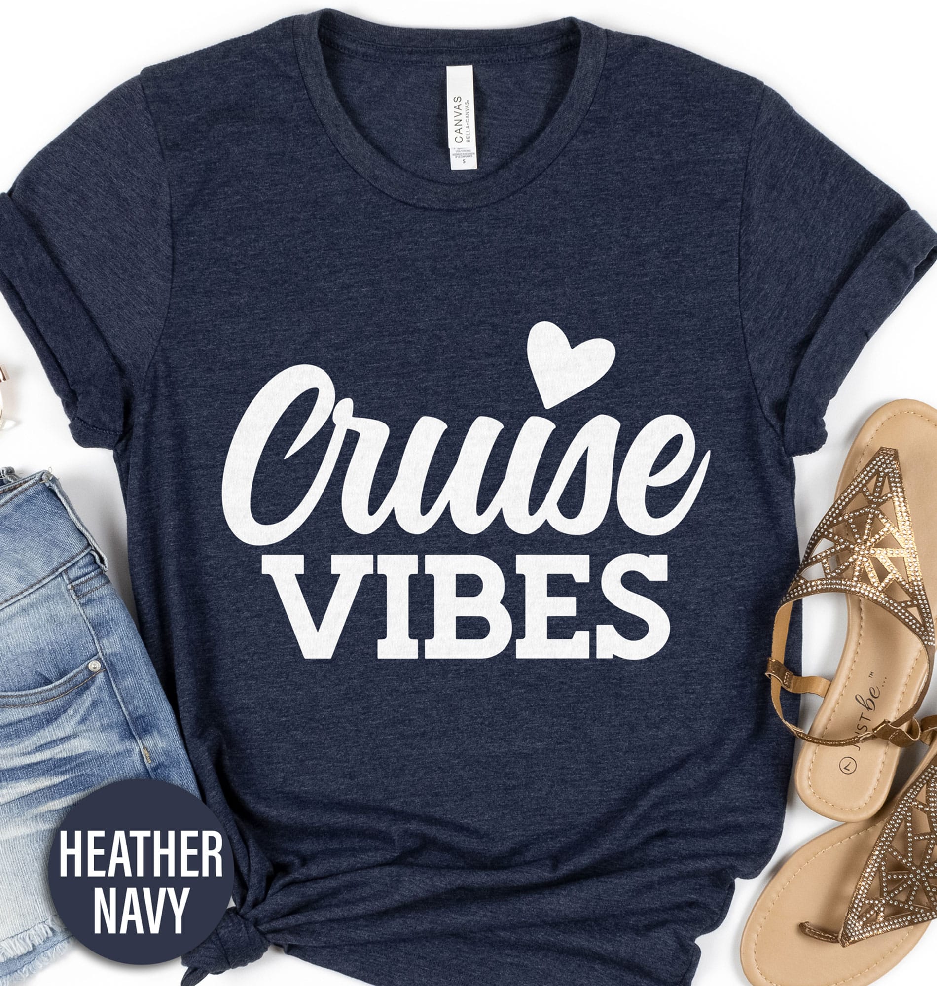 Cruise Vibes Heart Calligraphy Tee Cruise Vacation Shirts Cruise in Style with Our Heart Calligraphy Tee - Shop Now