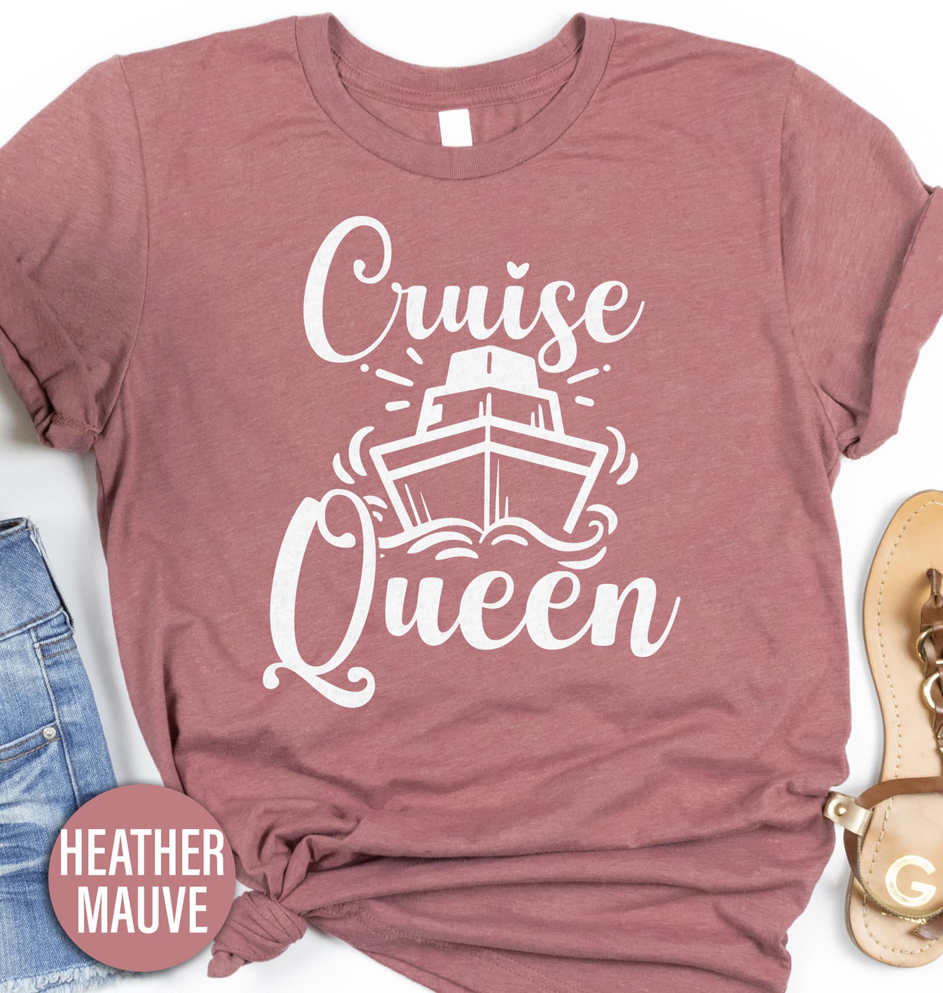Cruise Queen Calligraphy Boat Tee Cruise Vacation Shirts Cruise in Style with Our Queen Calligraphy Boat Tee - Shop Now