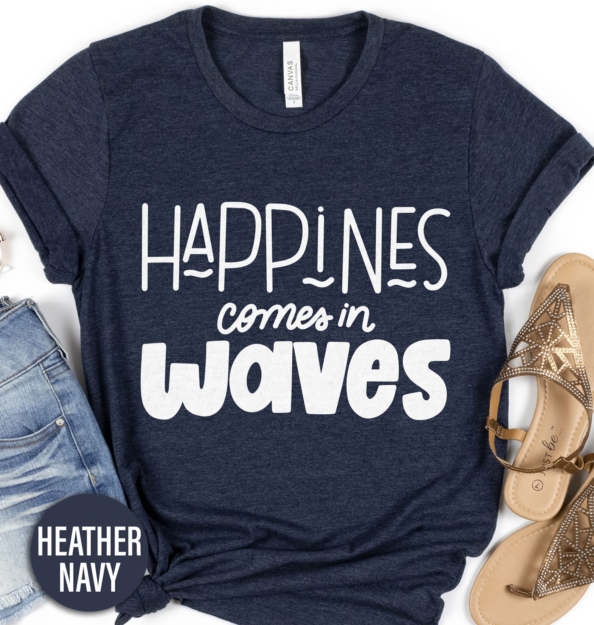 Happiness Comes In Waves Tee Vacation Shirts Shop the Latest Happiness Comes In Waves Tee - Trendy and Comfortable