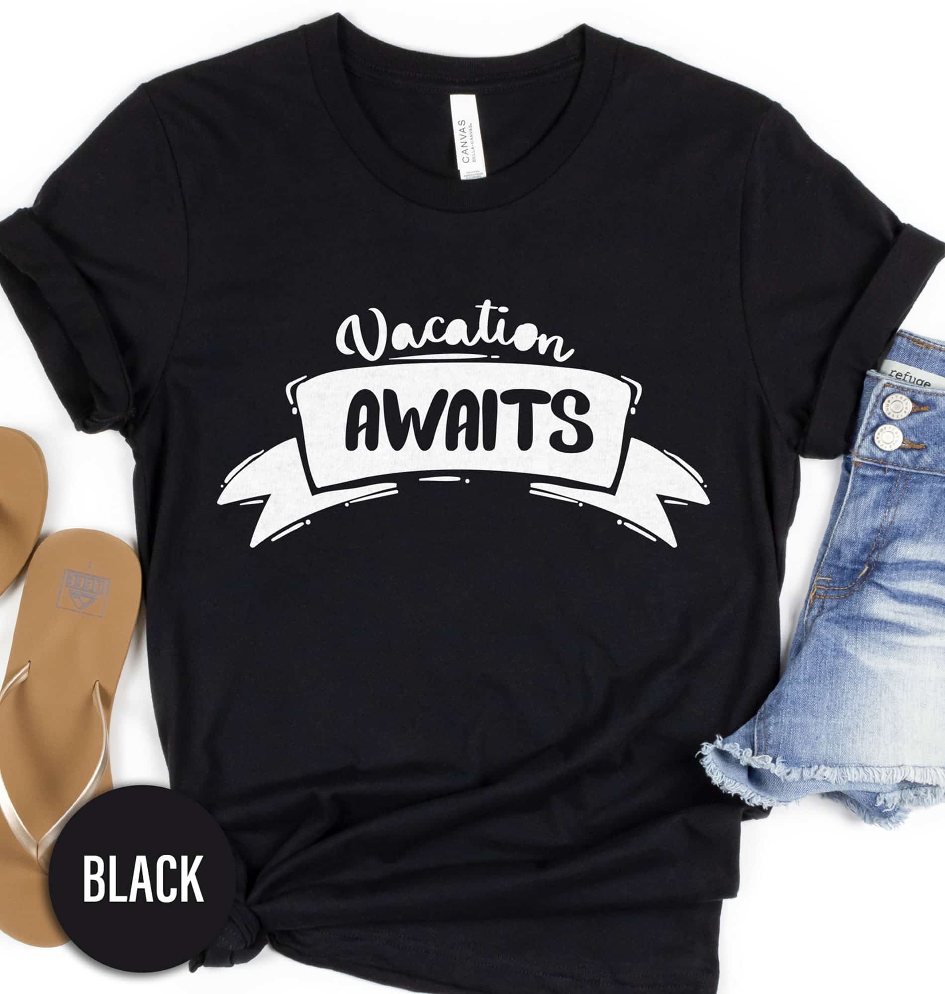 Vacation Awaits Banner Tee Vacation Shirts Shop the Best Vacation Awaits Banner Tee Online - Perfect for Your Next Getaway