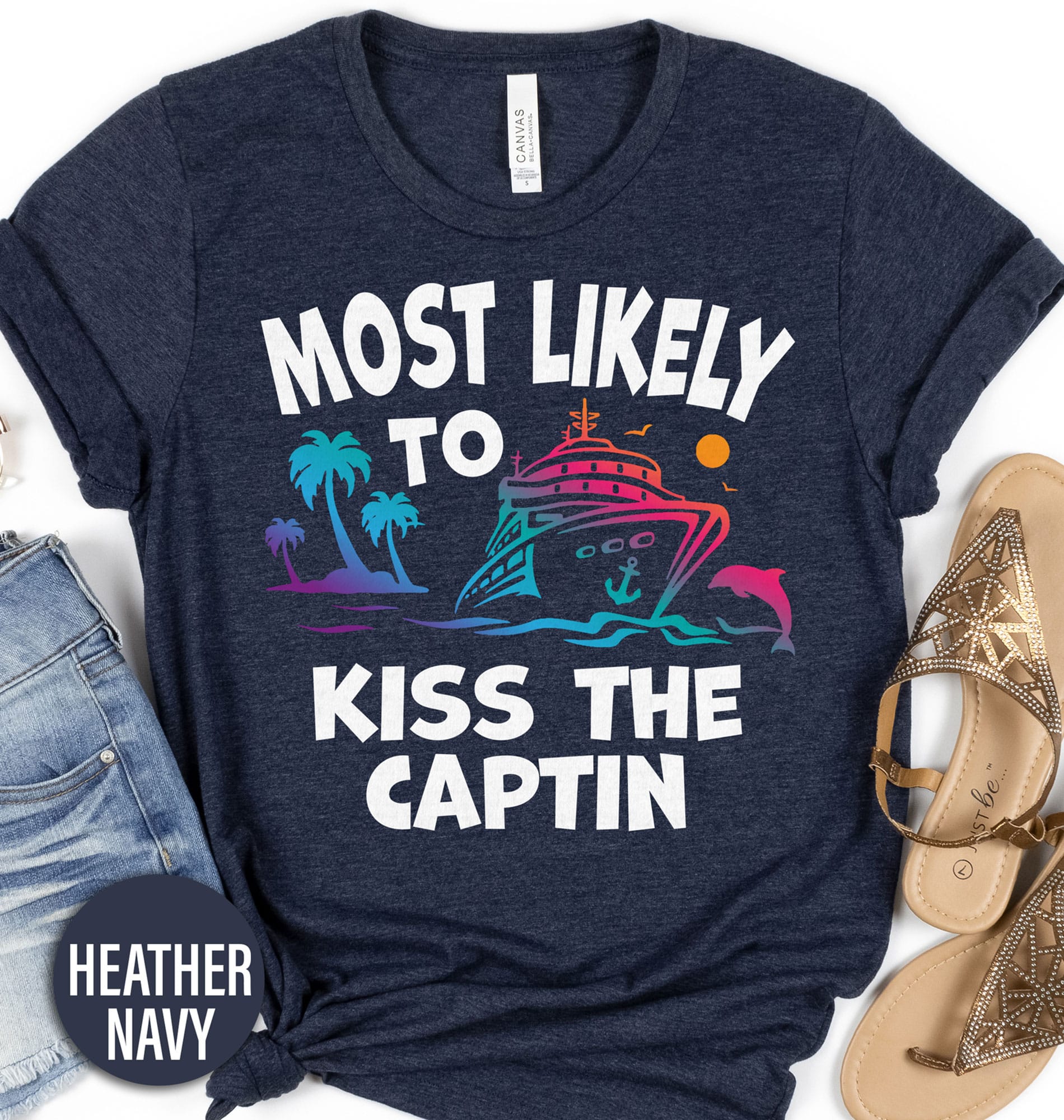 Most Likely To Kiss The Captin Cruise Vacation Tshirt Get ready to set sail with the Most Likely To Kiss The Captain Cruise Vacation Tshirt. This nautical-inspired design features a bold graphic of a cruise ship captain