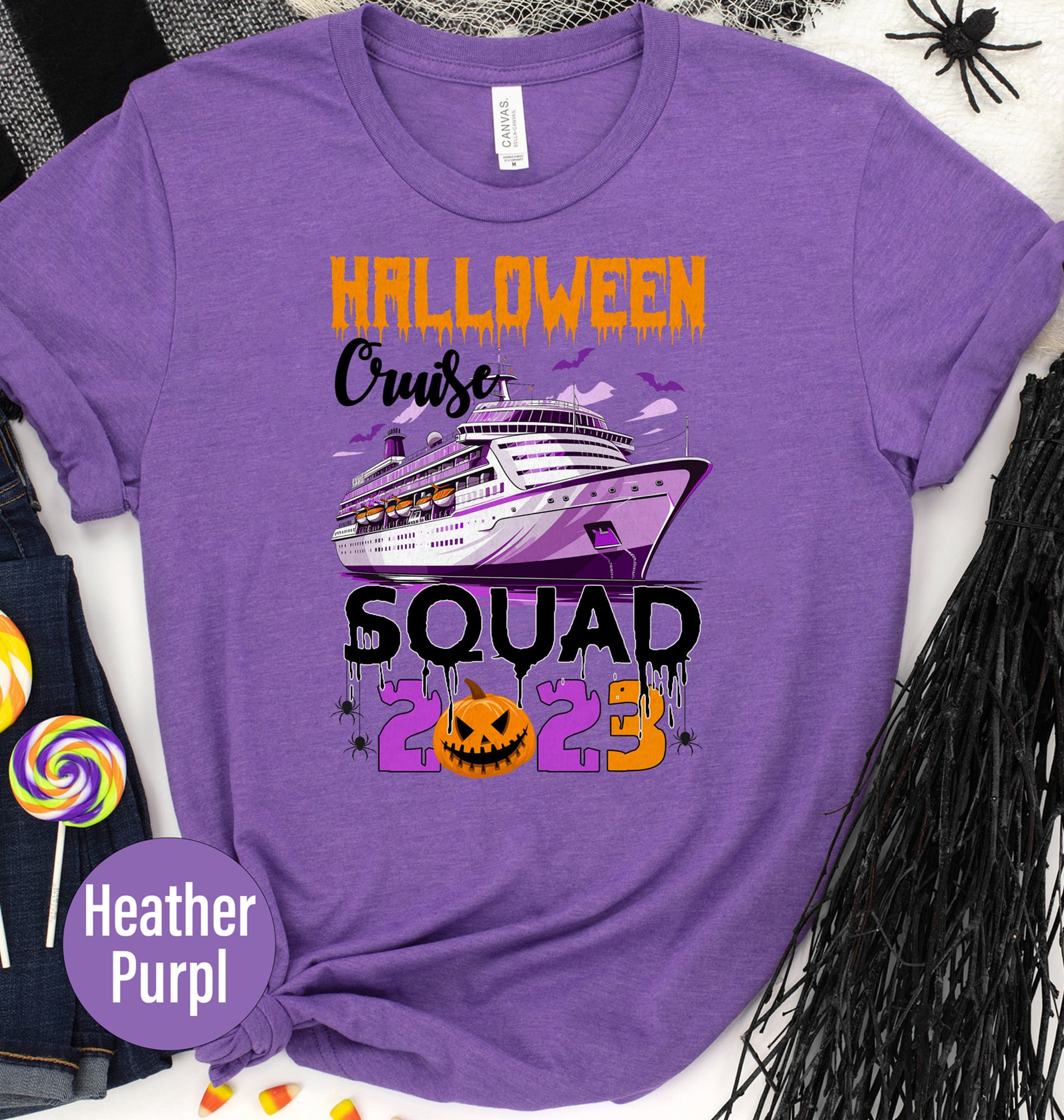 Funky Purple Halloween Cruise Squad Tee Join the Halloween Cruise Squad with our Purple Funky Halloween Cruise T-Shirt