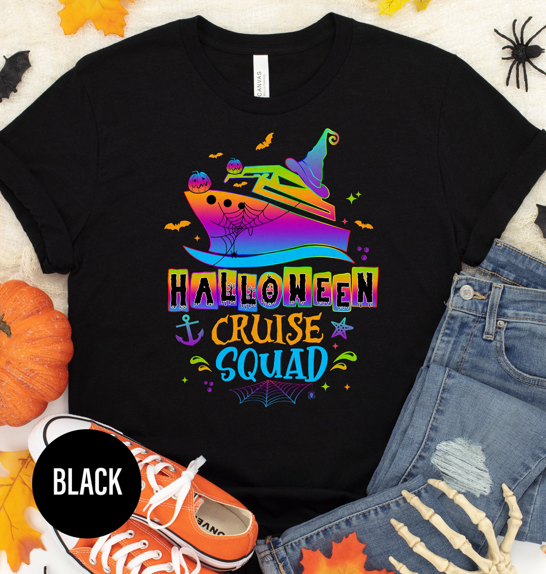 Eco-Friendly Rainbow Halloween Cruise Tee Get onboard with our Rainbow Cruise Eco-friendly Halloween Cruise T-Shirt. This sustainable Halloween Cruise Tee is a vibrant addition to your environmentally friendly cruise wear. A unique