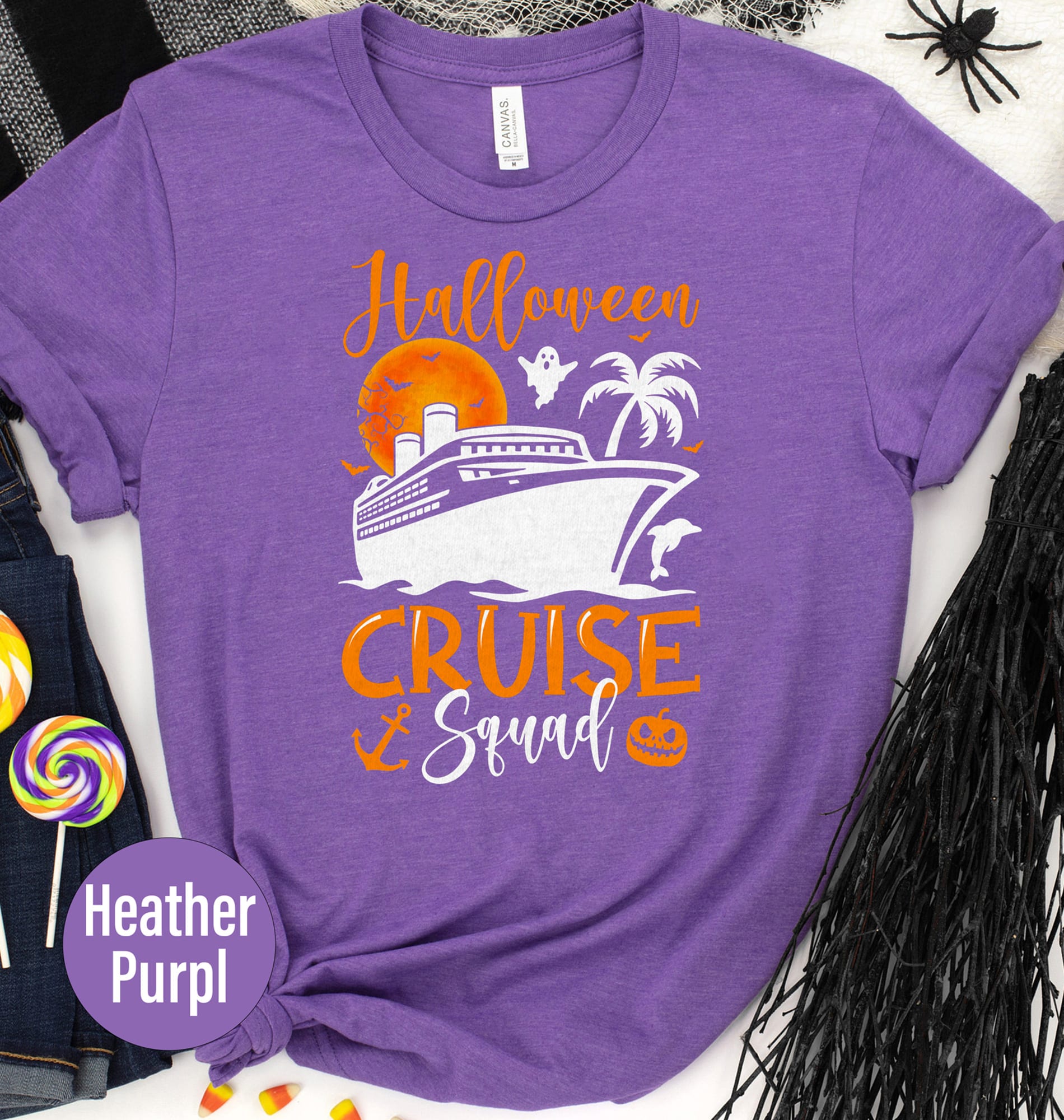 Glam Purple Halloween Cruise Tee - VacationShirts Embrace the festive spirit with our Purple Halloween Cruise Glamorous T-Shirt. Unique and stylish