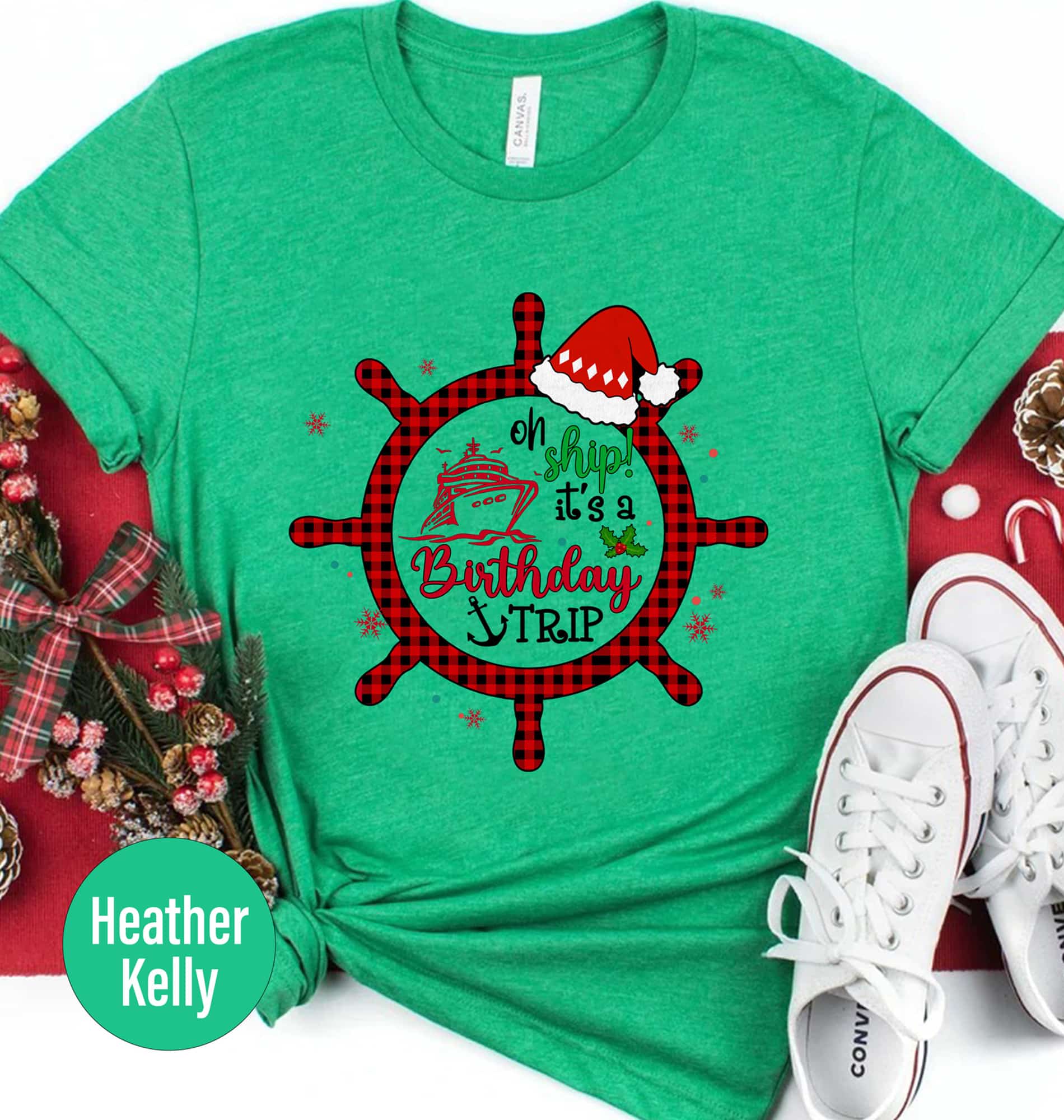 Premium Birthday Trip Xmas Cruise Tee Experience festive joy with our 'It's A Birthday Trip' Premium Christmas Cruise T-Shirt