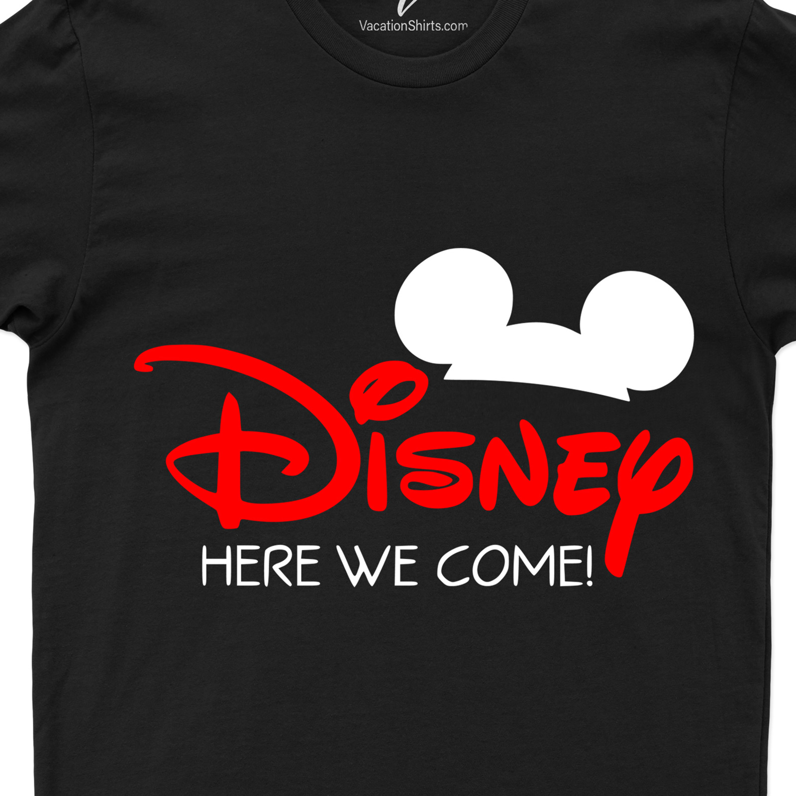 Disney Here We Come Shirt Disney Vacation Shirts Embark on a magical journey with our 'Disney Here We Come' Shirt from VacationShirts.com! Perfect for Disney Family Vacations, these custom, matching tees add a personalized touch to your Disney Trip 2023. Ideal for both Disney World and Disneyland adventures, our Disney Bound Shirts unite groups in style and excitement!