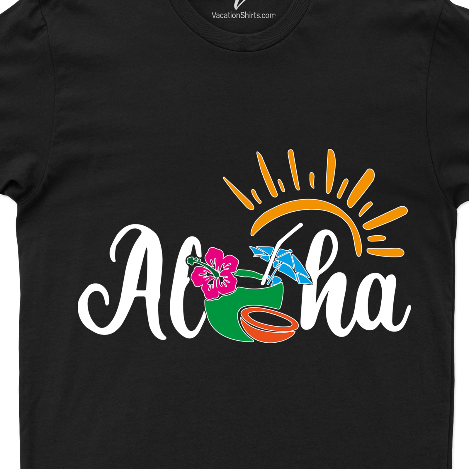 Aloha Coconut Sun Calligraphy Tee Hawaii Vacation Shirts Shop the Aloha Coconut Sun Calligraphy Tee - Perfect for Summer |Free Shipping Available