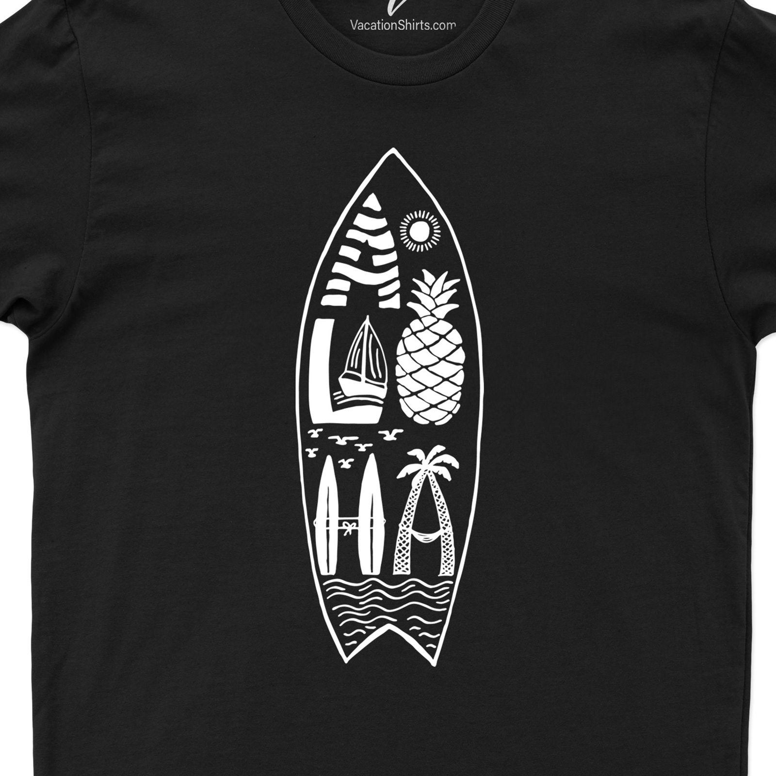 Aloha Surfboard Hawaii Calligraphy Tee Hawaii Vacation Shirts Shop the Aloha Surfboard Hawaii Calligraphy Tee - Perfect for Beach Lovers |Free Shipping Available