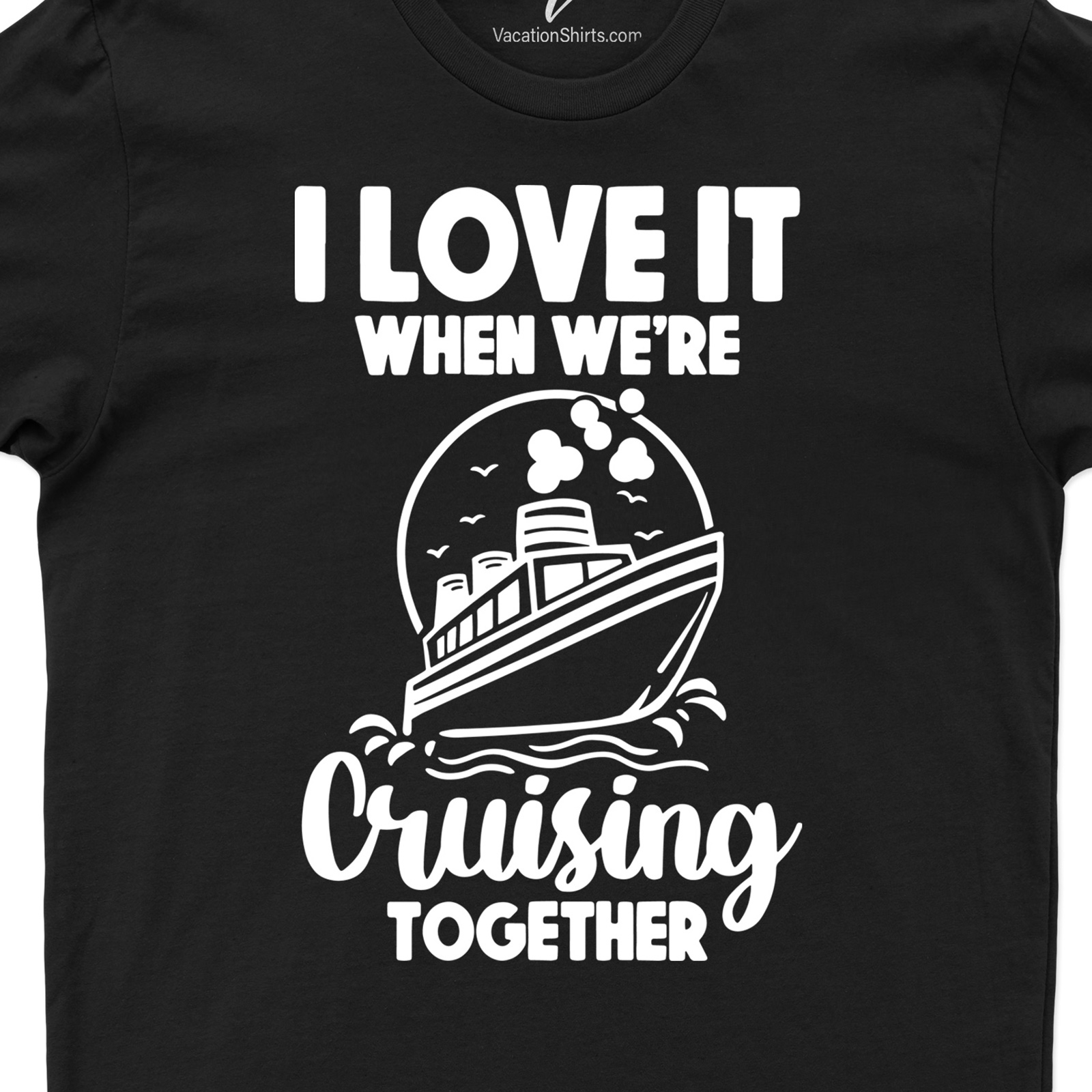 VacationShirts.com's 'Cruise Love Duo' Tee Cruise Together Cruise Love Duo Tees from VacationShirts.com are the ultimate Matching Cruise T-shirts for couples. These Nautical Couple Shirts are perfect for your romantic cruise wear, offering a stylish twist to traditional Cruise Ship Apparel. Get your His and Hers Cruise Shirts today!