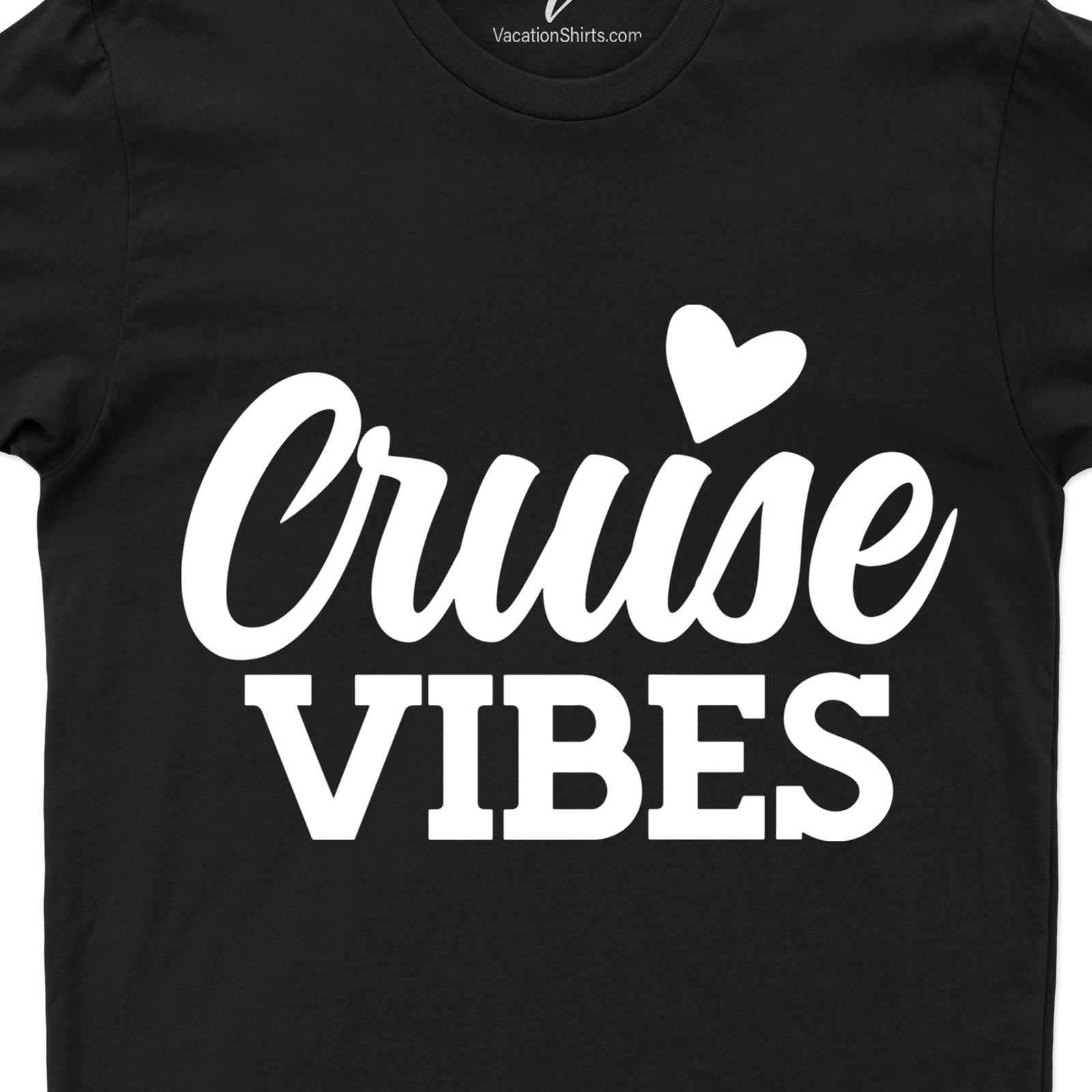 Chic Cruise Vibes Heart-Script Tee - VacationShirts Cruise Vacation Shirts Embrace your wanderlust with our Chic Cruise Vibes Heart-Script Tee. This stylish cruise wear, a must-have in women's cruise t-shirts, exemplifies chic vacation apparel. With heart-script vacation shirts like these, you'll set the cruise vacation shirts trend. Vacation vibes tees, your style statement!