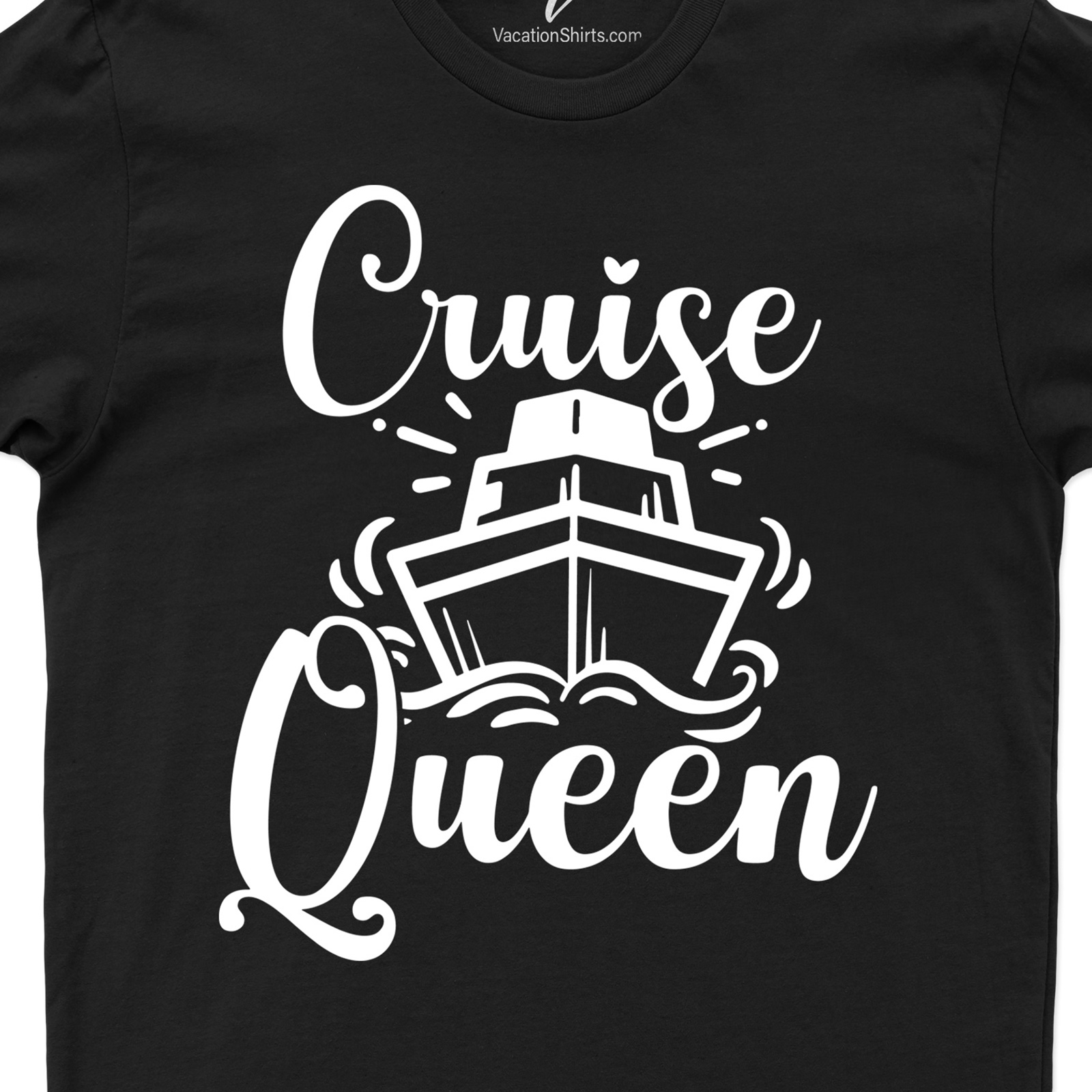 "Queen of Cruises" Elegant Calligraphy Tee Cruise Vacation Shirts Be the envy onboard with the 'Queen of Cruises' Elegant Calligraphy Tee. This Luxury Cruise T-Shirt, a perfect blend of elegance and nautical charm, will make you feel like the reigning Cruise Queen. Unleash your love for cruising in style!