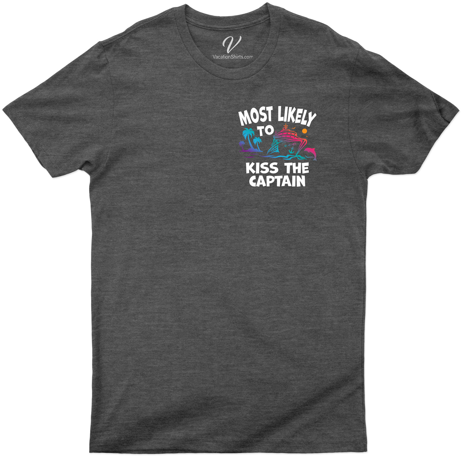 Most Likely To Kiss The Captin Cruise Vacation Tshirt Cruise Vacation Shirts Get ready to sail in style with our 'Most Likely to Kiss the Captain' Cruise Vacation Tshirt. This nautical themed apparel is perfect for sea vacations, offering a fun twist to your cruise lover apparel collection. It's the ultimate ocean trip apparel!