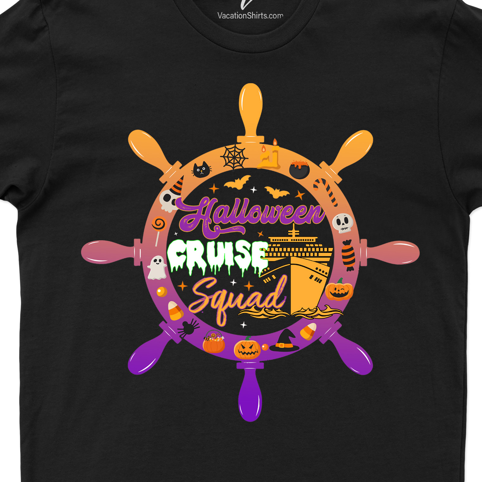 Squad-Ready Halloween Cruise Tee by VacationShirts Halloween Cruise Shirts Get squad-ready with our Halloween Cruise T-Shirt by VacationShirts. This themed vacation shirt is perfect for your holiday cruise clothing collection. It's a fun, engaging Halloween Vacation Apparel that transforms your cruise ship experience into a Halloween group t-shirt extravaganza.