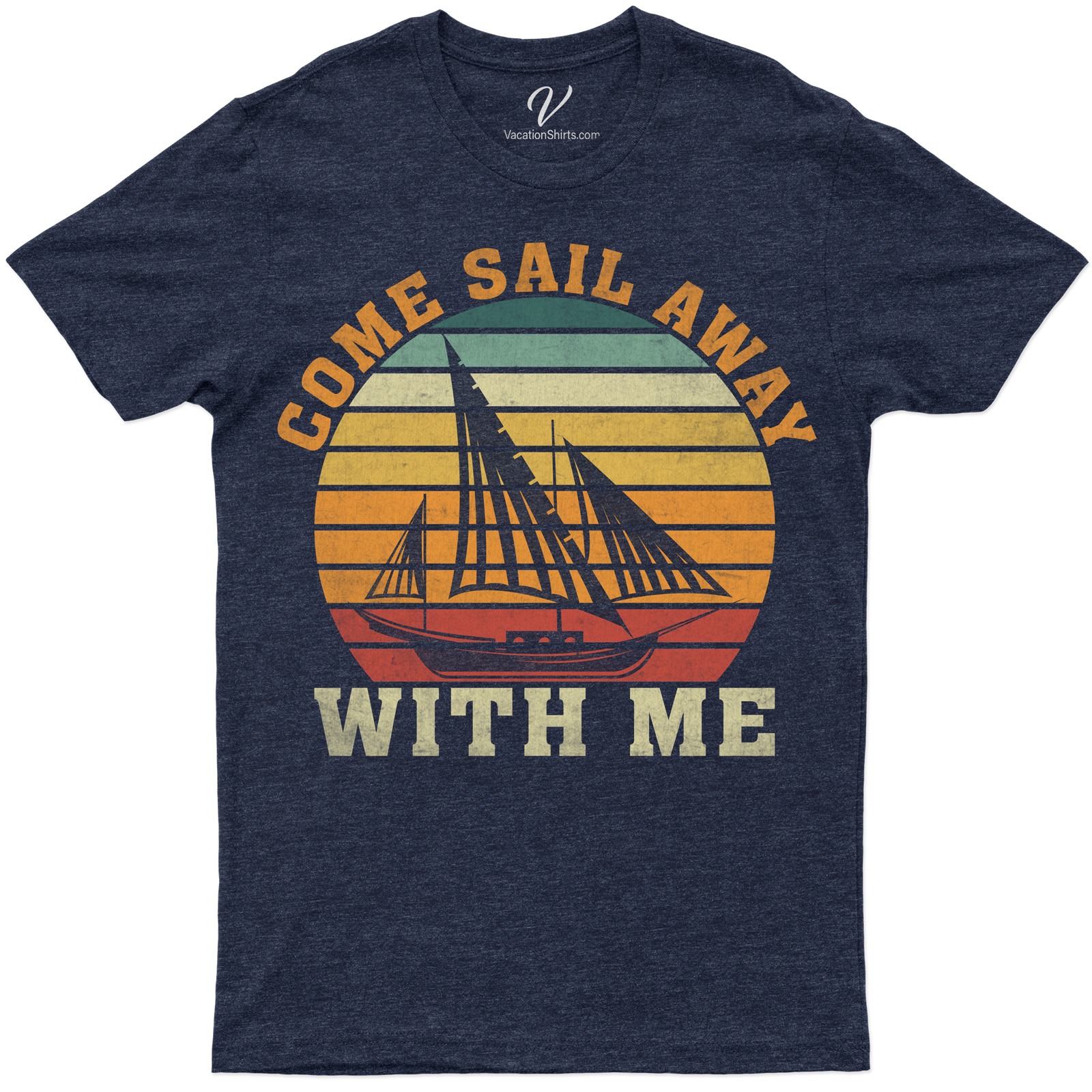 Come Sail Away With Me - Nautical Theme Vacation Tee Embark on a sea adventure with our 'Come Sail Away With Me' tee. This nautical vacation tee, inspired by marine aesthetics, is perfect for seafaring apparel enthusiasts. Sail in style with this oceanic vacation clothing, a must-have for maritime travel and boating vacations.