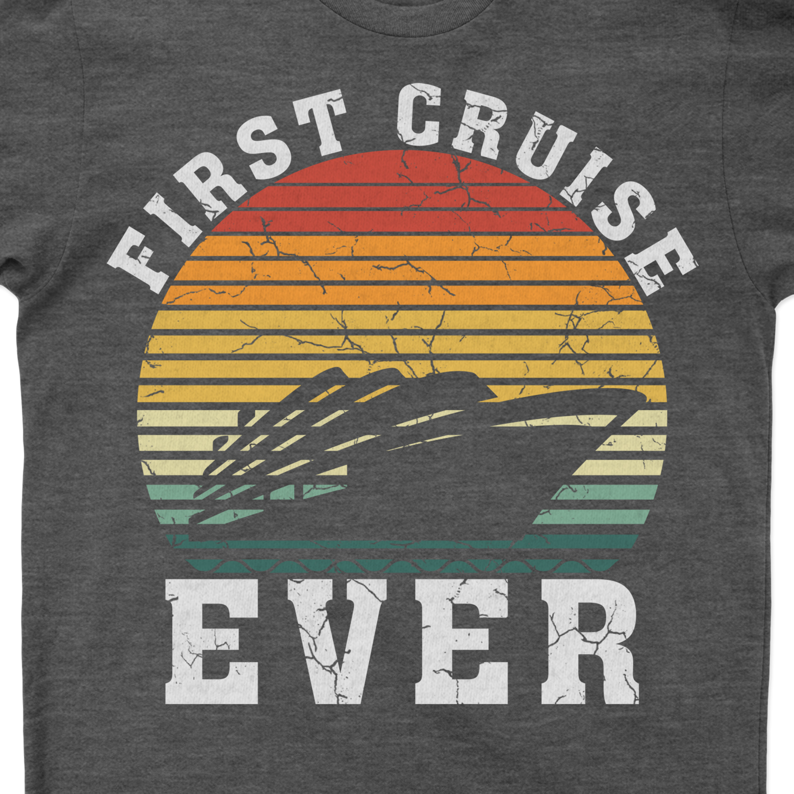 First Cruise Ever Retro Sunset Graphic Tee Experience the thrill of your First Cruise Ever with our Retro Sunset Graphic Tee. This Vintage Cruise Apparel merges Nautical Graphic Tees with Retro Cruise Tees for a unique Maritime Sunset Shirt. Perfect Vacation Graphic Tee for Ocean Themed T-Shirt lovers!