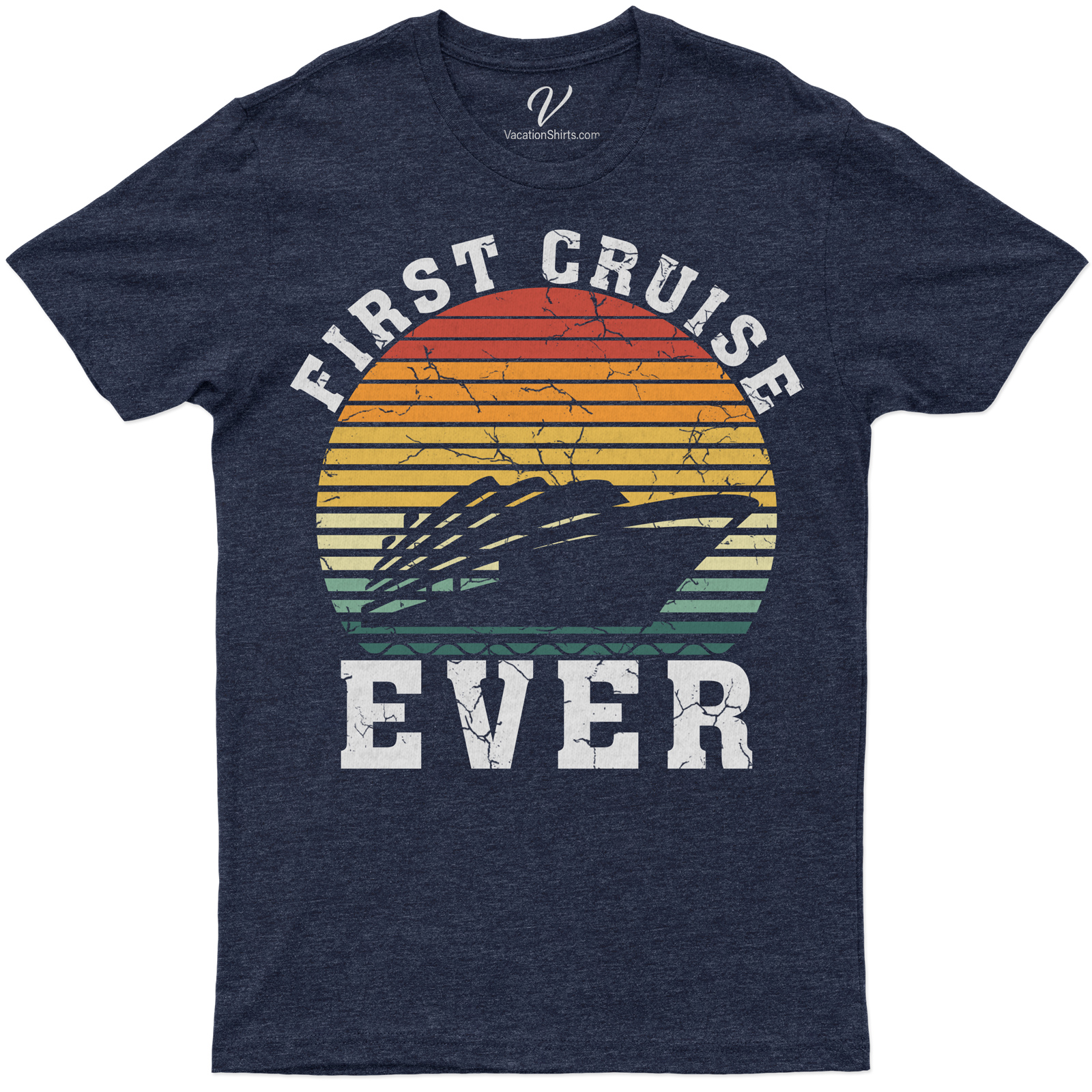 First Cruise Ever Retro Sunset Graphic Tee Experience the thrill of your First Cruise Ever with our Retro Sunset Graphic Tee. This Vintage Cruise Apparel merges Nautical Graphic Tees with Retro Cruise Tees for a unique Maritime Sunset Shirt. Perfect Vacation Graphic Tee for Ocean Themed T-Shirt lovers!