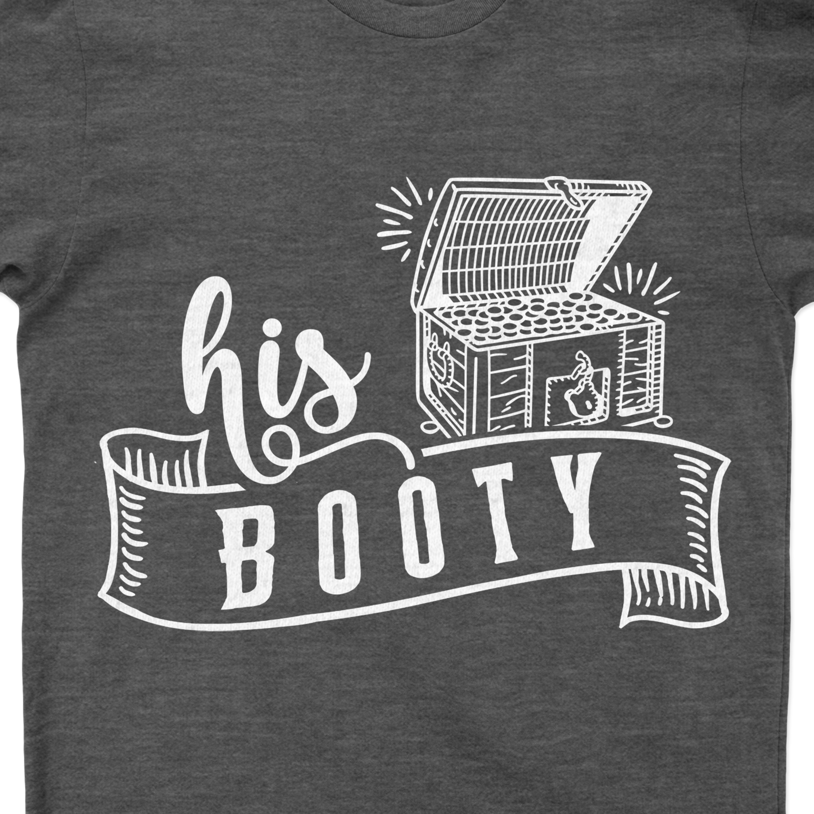 Treasure Chest 'His Booty' Graphic Vacation Tee Discover our 'His Booty' Treasure Chest Graphic Tee, a must-have for your summer wardrobe. This trendy, pirate-themed clothing piece is perfect for beach vacations, offering a unique, nautical twist to casual vacation wear. Unisex, exciting, and engaging - your ideal vacation graphic t-shirt!
