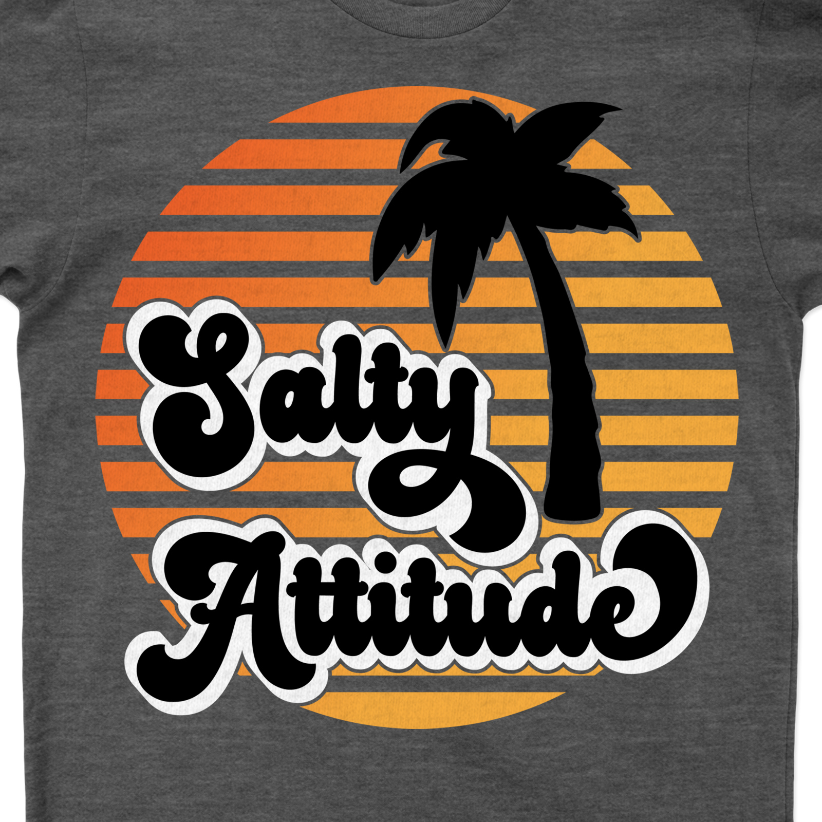 Tropical Palm Sunset Salty Attitude Casual Vacation Tee Experience the allure of summer with our Tropical Palm Sunset Salty Attitude Tee. This Vacation Ready Tee, a perfect blend of Casual Beachwear and Sunset Graphic Tees, embodies a Salty Attitude for your Tropical Vacation. Be Summer Casual in our Palm Tree Tees!