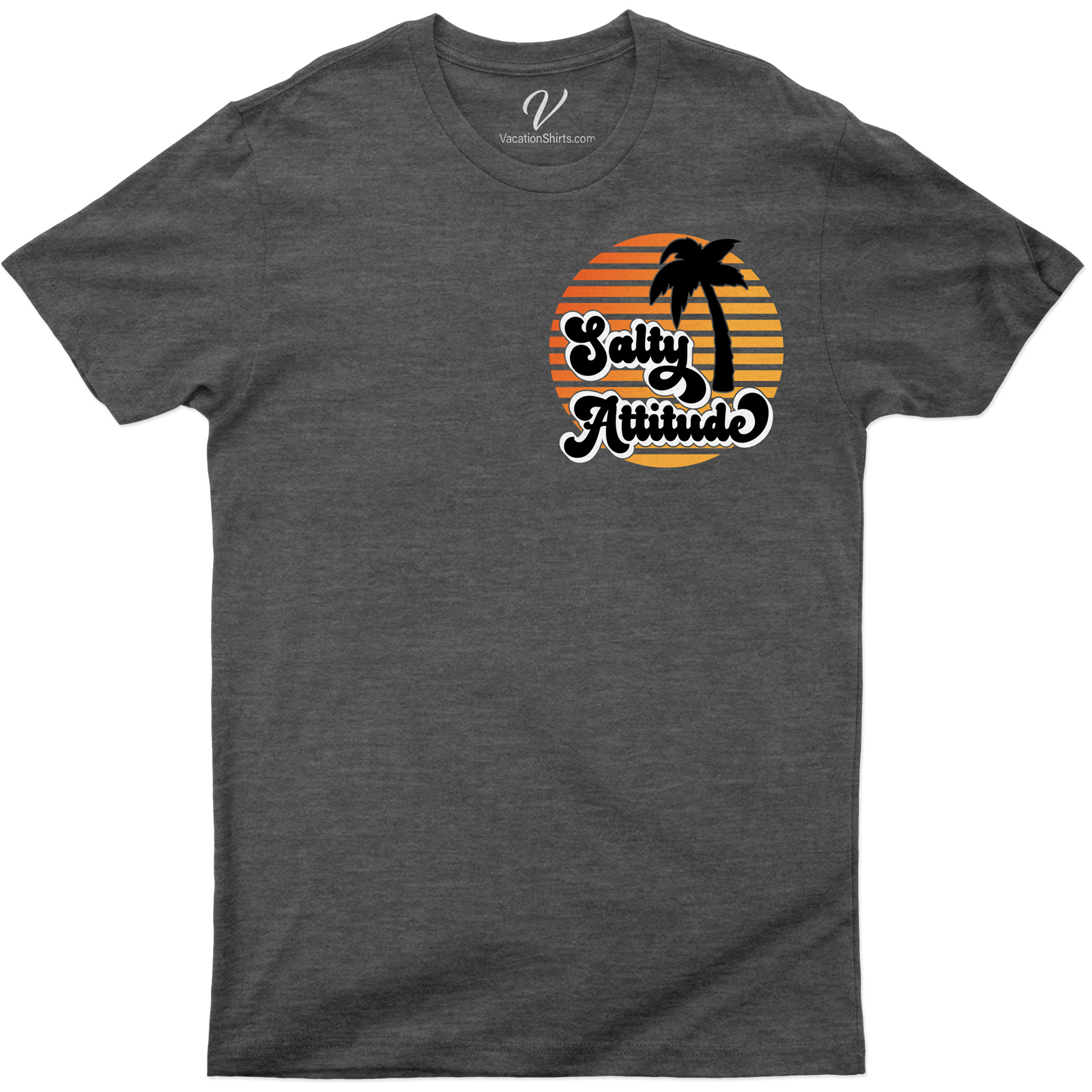 Tropical Palm Sunset Salty Attitude Casual Vacation Tee Experience the allure of summer with our Tropical Palm Sunset Salty Attitude Tee. This Vacation Ready Tee, a perfect blend of Casual Beachwear and Sunset Graphic Tees, embodies a Salty Attitude for your Tropical Vacation. Be Summer Casual in our Palm Tree Tees!