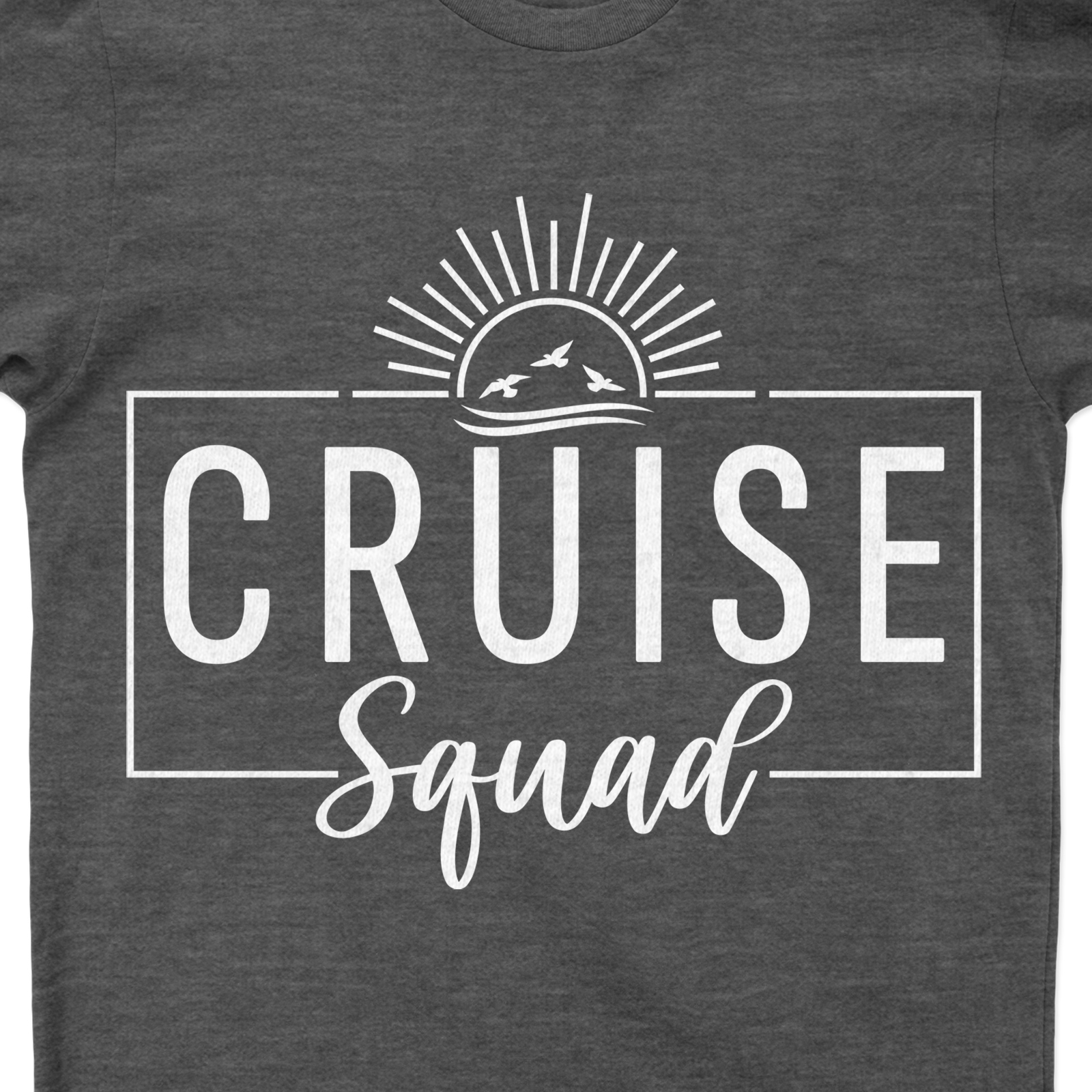 Cruise Squad - Sunshine and Seagulls Graphic Tee for Group Travel Set sail with our Cruise Squad Sunshine and Seagulls Graphic Tee! Perfect for group travel, this Sunshine Graphic Tee embodies the spirit of cruise clothing. A must-have Seagull Graphic T-Shirt for your Travel Squad, it's the ultimate Group Travel T-Shirt!