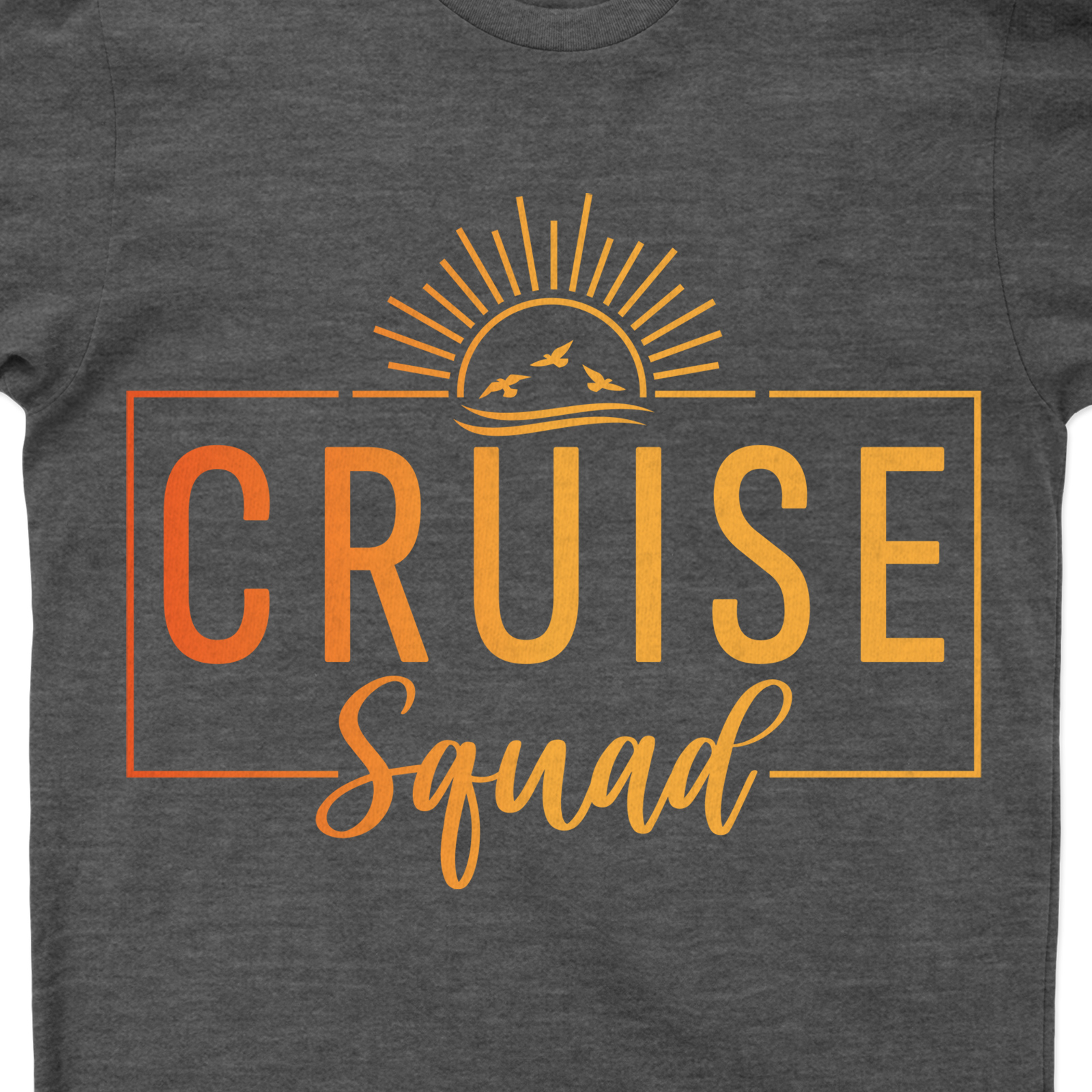 Sunset Silhouette Cruise Squad Graphic Tee for Group Travel Join the Cruise Squad in style with our Sunset Silhouette Graphic Tee. Perfect for Group Travel, this Travel Squad Shirt features a unique sunset graphic, making it the ultimate Group Vacation Shirt. Stand out in our Travel Group Graphic Tees!