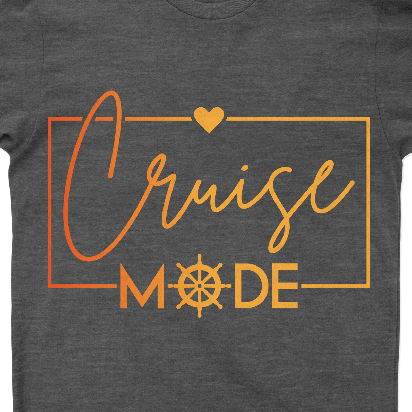 Cruise Mode Heart & Helm Casual Vacation Tee Embrace your holiday spirit with our Cruise Mode Heart & Helm Casual Vacation Tee. This unique, engaging Heart and Helm Tee is the perfect Casual Cruise Wear. Shop Vacation Apparel Online and elevate your Cruise Vacation T-Shirts collection today!