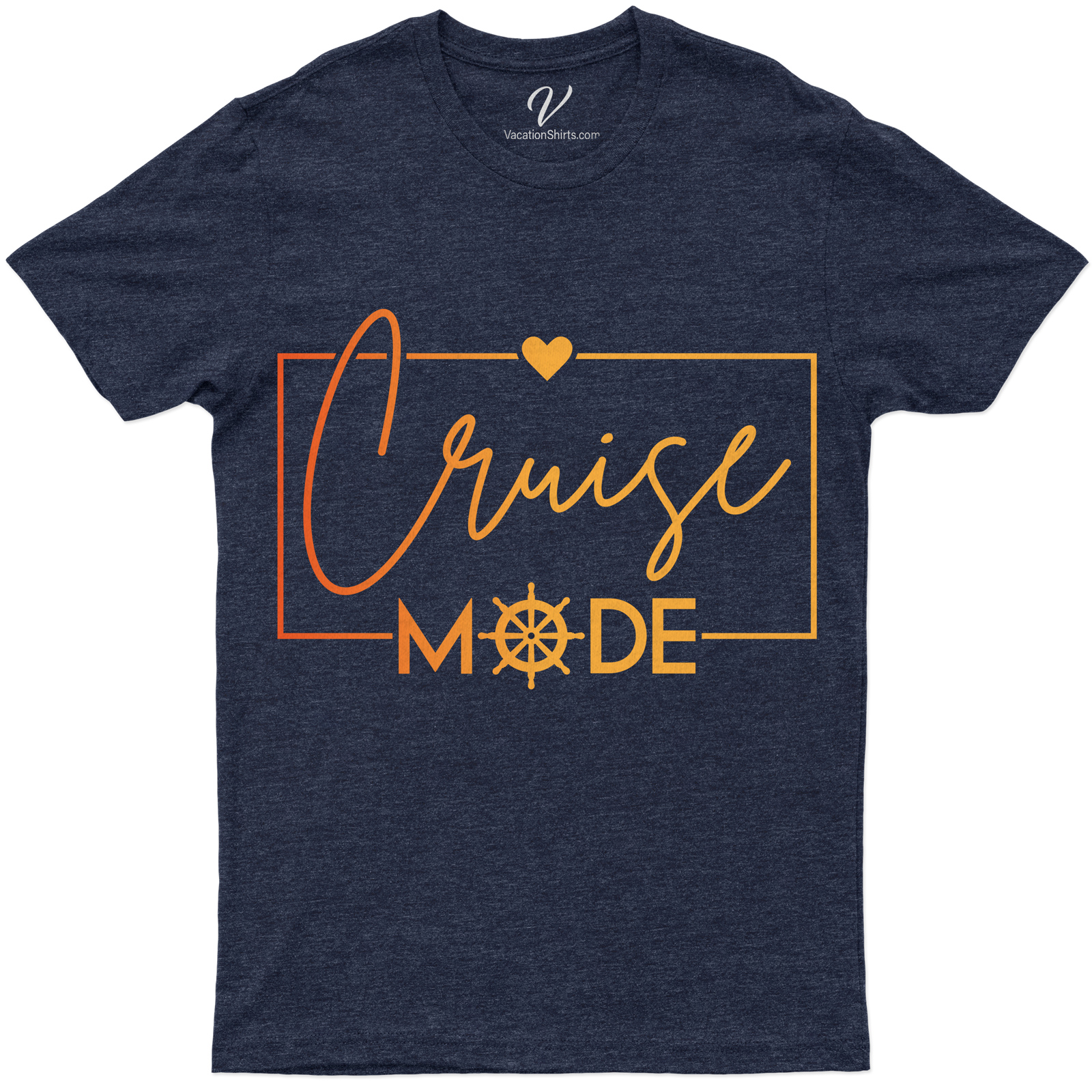 Cruise Mode Heart & Helm Casual Vacation Tee Embrace your holiday spirit with our Cruise Mode Heart & Helm Casual Vacation Tee. This unique, engaging Heart and Helm Tee is the perfect Casual Cruise Wear. Shop Vacation Apparel Online and elevate your Cruise Vacation T-Shirts collection today!