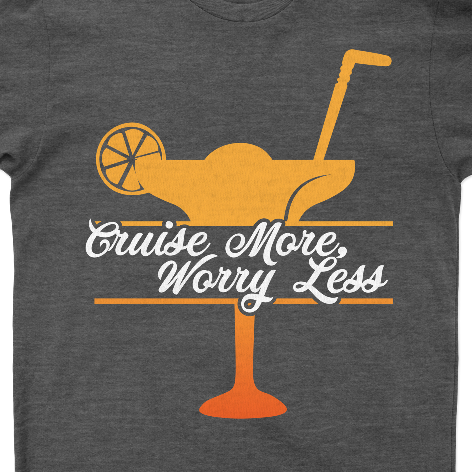 Cruise More, Worry Less Tropical Cocktail Graphic Tee - VacationShirts.com Exclusive Experience the carefree spirit of getaways with our Cruise More, Worry Less Tropical Cocktail Graphic Tee. This VacationShirts.com exclusive, combines tropical vacation apparel with beach vibes. It's more than a shirt, it's your vacation mindset!