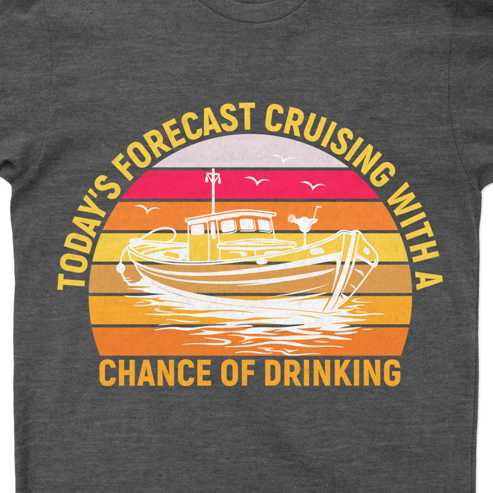 Today's Forecast: Cruising with a Chance of Drinking Fun Vacation Tee Get on board with our Funny Cruise Shirts! The 'Today's Forecast: Cruising with a Chance of Drinking' Vacation Tee is your perfect Party Cruise Apparel. This Vacation Drinking Shirt combines Travel Fun T-Shirts' humor with Drinking Fun Tees' spirit. Ideal for any Cruise Vacation T-Shirts collection!