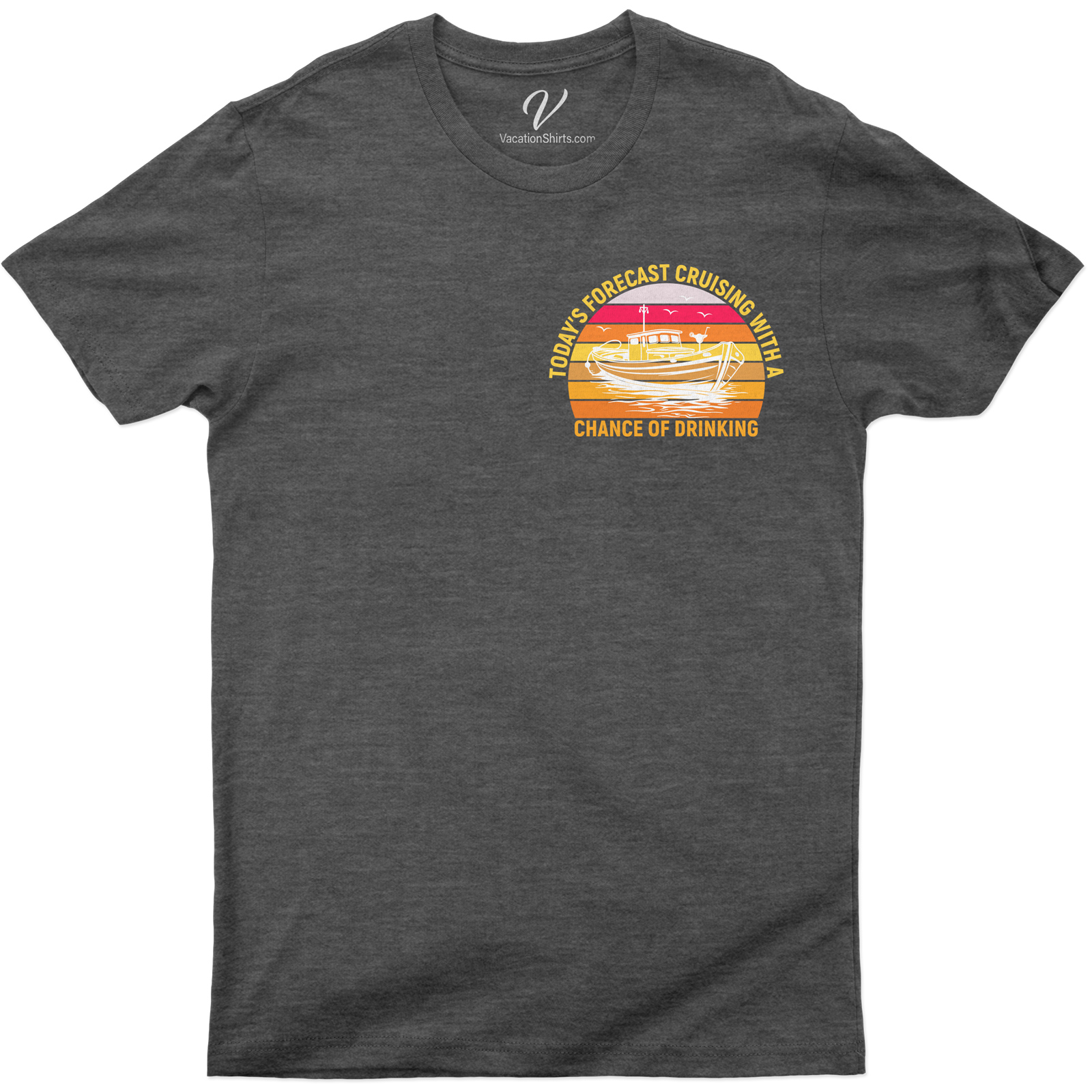 Today's Forecast: Cruising with a Chance of Drinking Fun Vacation Tee Get on board with our Funny Cruise Shirts! The 'Today's Forecast: Cruising with a Chance of Drinking' Vacation Tee is your perfect Party Cruise Apparel. This Vacation Drinking Shirt combines Travel Fun T-Shirts' humor with Drinking Fun Tees' spirit. Ideal for any Cruise Vacation T-Shirts collection!