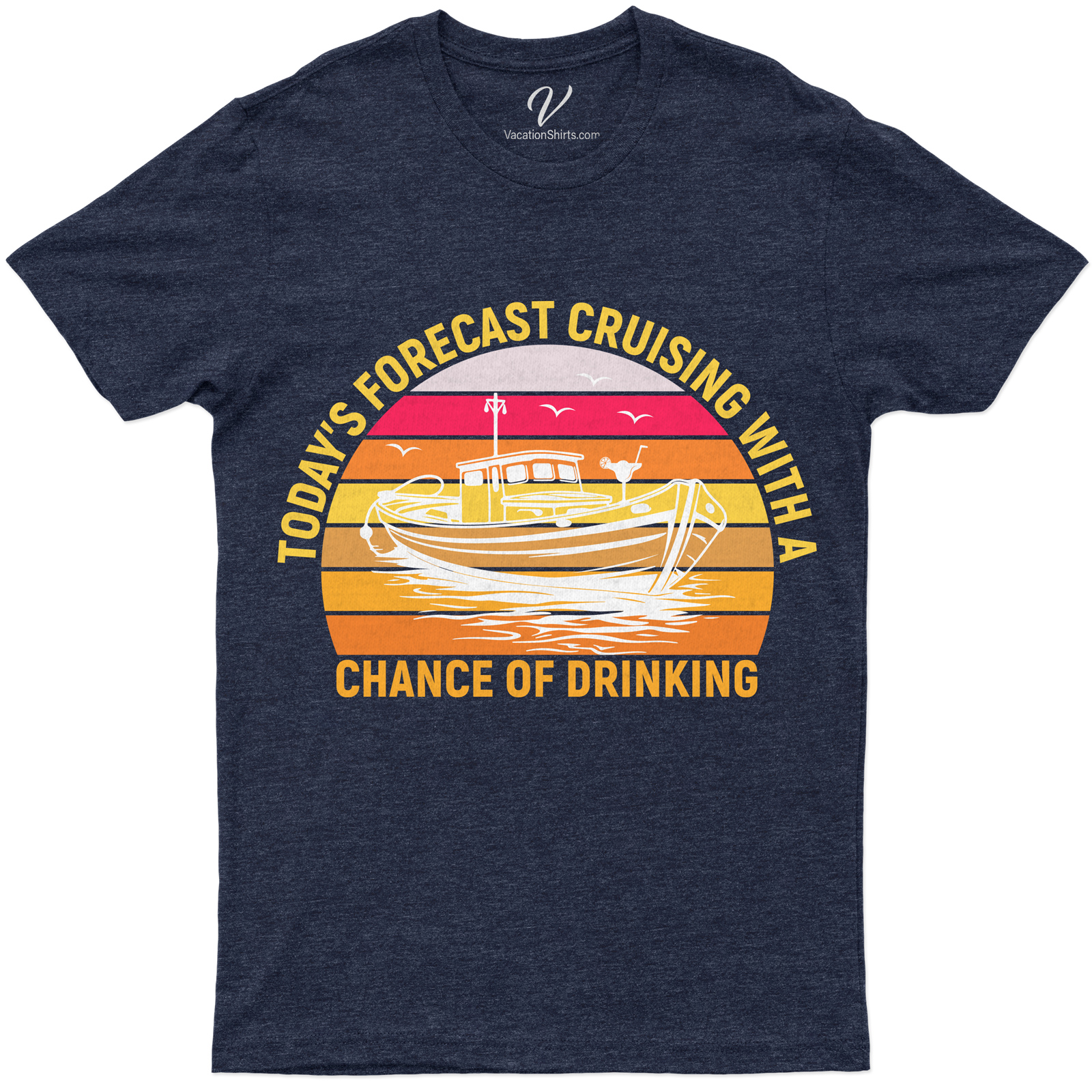 Today's Forecast: Cruising with a Chance of Drinking Fun Vacation Tee Get on board with our Funny Cruise Shirts! The 'Today's Forecast: Cruising with a Chance of Drinking' Vacation Tee is your perfect Party Cruise Apparel. This Vacation Drinking Shirt combines Travel Fun T-Shirts' humor with Drinking Fun Tees' spirit. Ideal for any Cruise Vacation T-Shirts collection!
