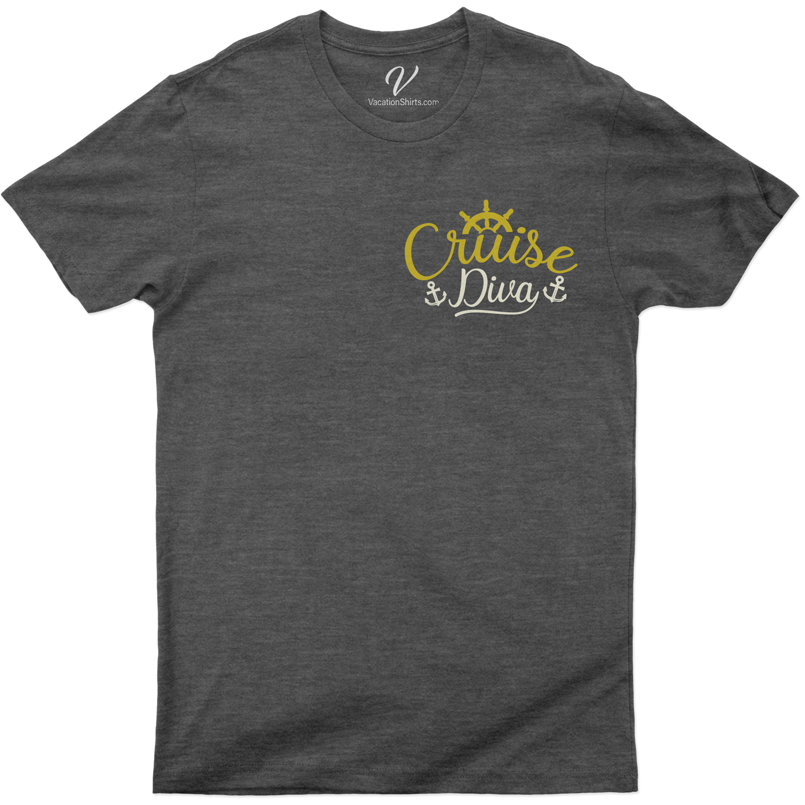 Cruise Diva Nautical-Themed Graphic Tee for Women Unleash your inner Cruise Diva with our Nautical-Themed Graphic Tee for Women. This sea-inspired, women's cruise apparel combines comfort and style, making it a must-have for your ocean adventures. It's more than just a nautical graphic tee, it's a statement!