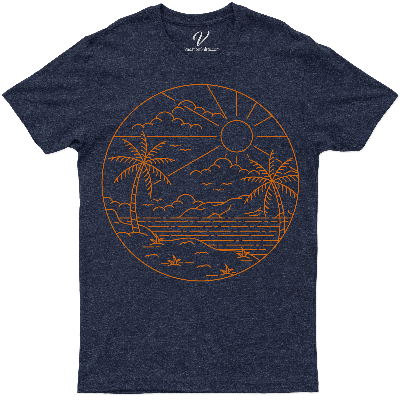 Tropical Sunset Line Art Unisex Tee - Beach Palms and Ocean Waves Experience paradise with our Tropical Sunset Line Art Unisex Tee. This Beach Palms and Ocean Waves T-Shirt is your perfect Unisex Beachwear. Embrace the Tropical Line Art Clothing trend with our Sunset Graphic Tees. It's not just a Unisex Tropical Tee, it's a lifestyle!