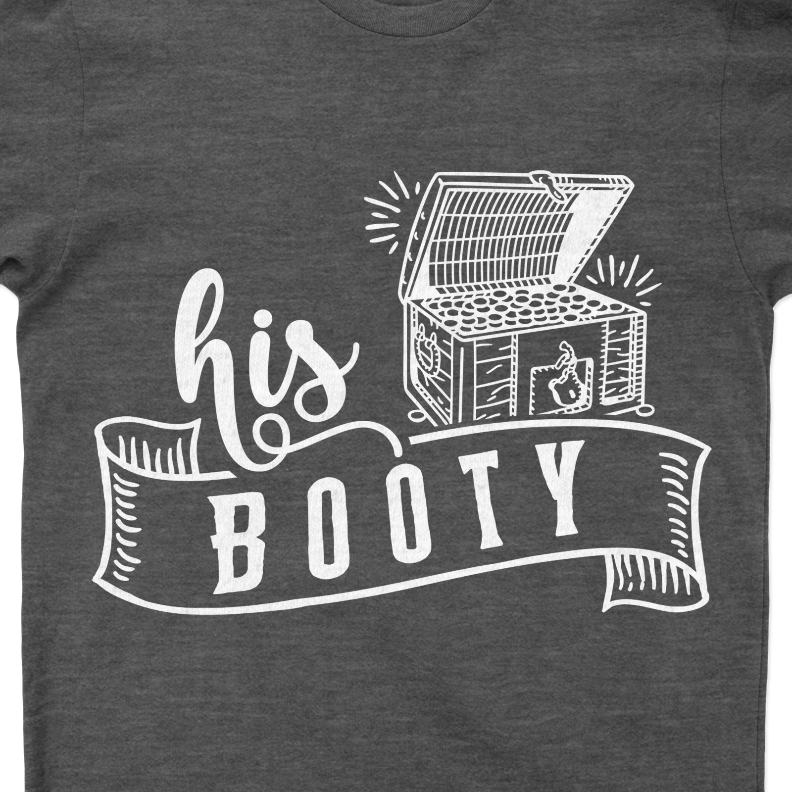 Treasure Chest 'His Booty' Graphic Vacation Tee Unleash your inner pirate with our 'His Booty' Treasure Chest Graphic Tee. Perfect for beach vacations, this trendy, nautical-themed, unisex tee is the ultimate in casual vacation wear. Stand out this summer with our unique, pirate-themed clothing!