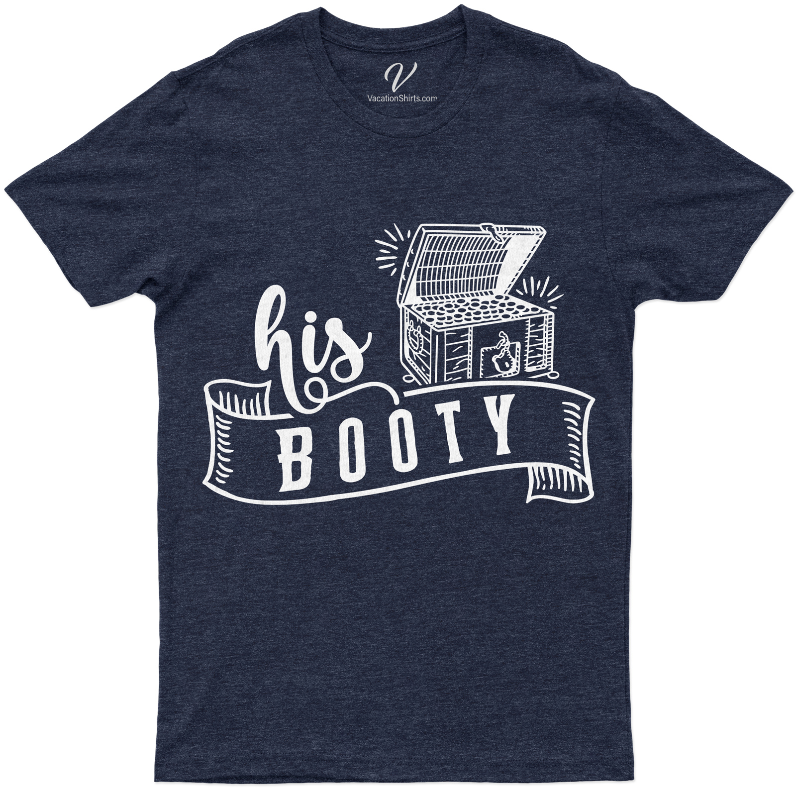 Treasure Chest 'His Booty' Graphic Vacation Tee Unleash your inner pirate with our 'His Booty' Treasure Chest Graphic Tee. Perfect for beach vacations, this trendy, nautical-themed, unisex tee is the ultimate in casual vacation wear. Stand out this summer with our unique, pirate-themed clothing!