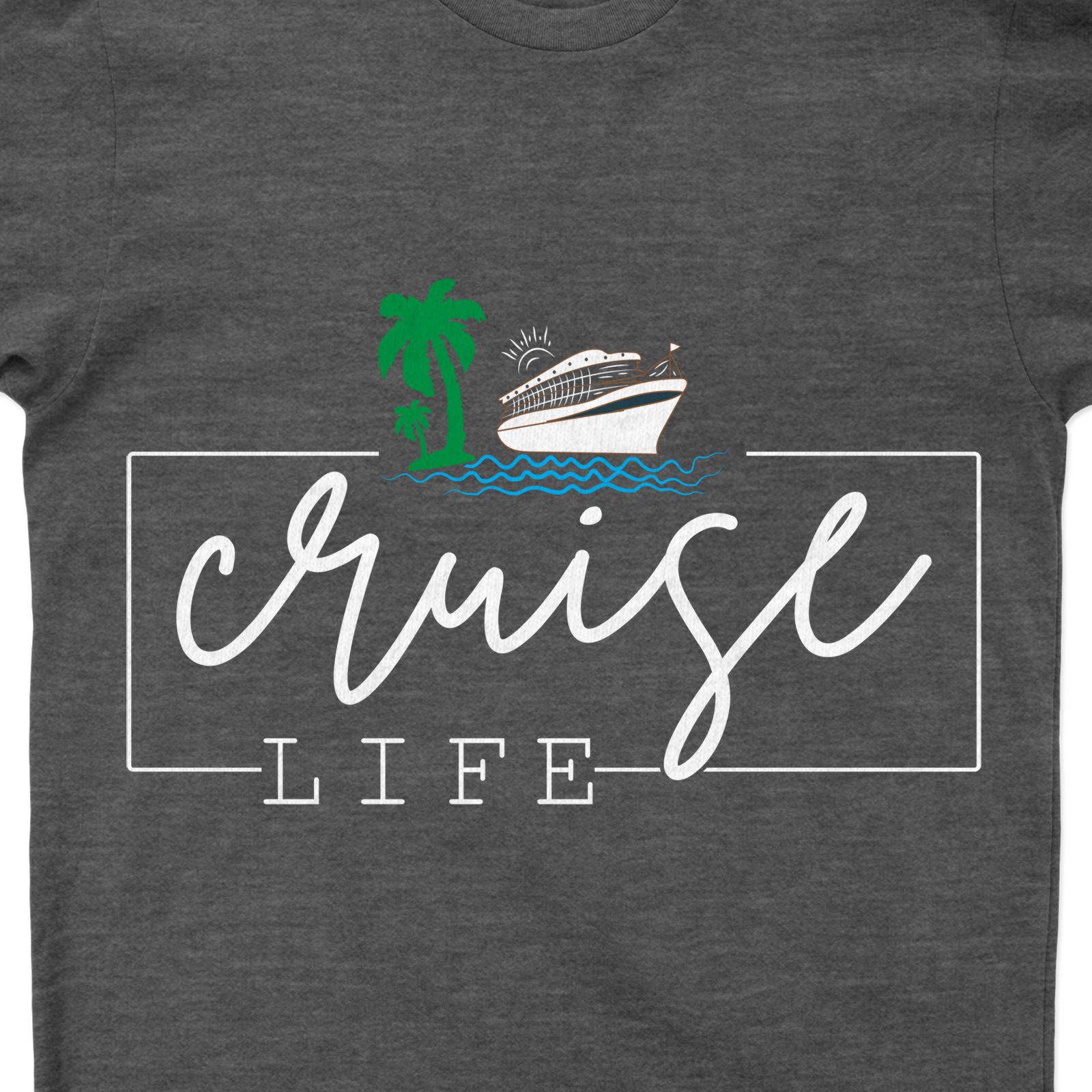 Cruise Life Tropical Palm and Ship Graphic Tee for Travel Enthusiasts Experience the voyage with our Cruise Life Tropical Palm and Ship Graphic Tee. Perfect for travel enthusiasts, this nautical graphic tee is your ideal cruise wear. Embrace the beach vacation vibe with our unique, engaging Tropical Vacation Clothing. Live the Cruise Life!