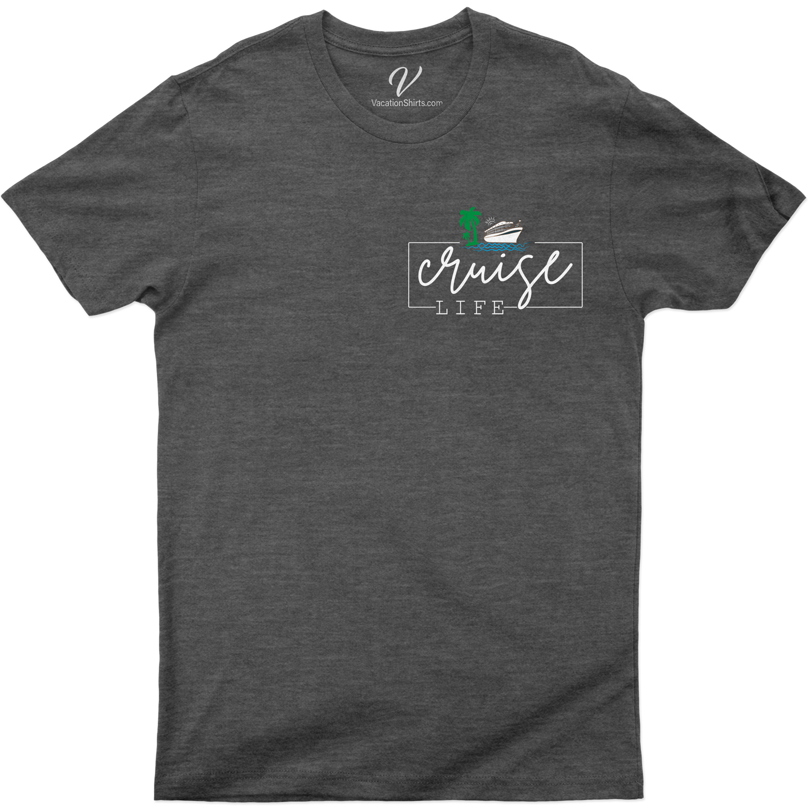 Cruise Life Tropical Palm and Ship Graphic Tee for Travel Enthusiasts Experience the voyage with our Cruise Life Tropical Palm and Ship Graphic Tee. Perfect for travel enthusiasts, this nautical graphic tee is your ideal cruise wear. Embrace the beach vacation vibe with our unique, engaging Tropical Vacation Clothing. Live the Cruise Life!