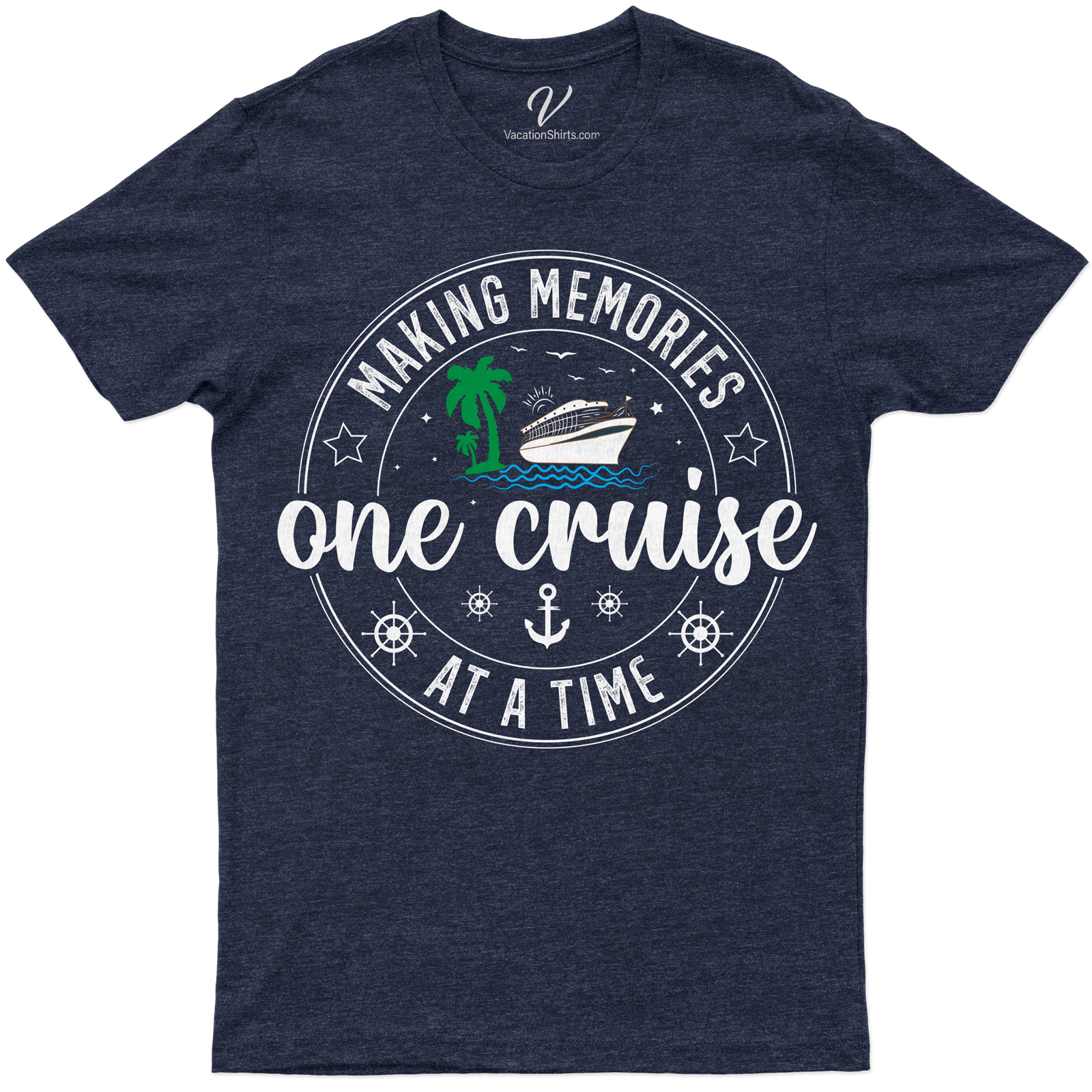 Making Memories One Cruise at a Time - Nautical Vacation Tee Embark on your ocean adventure with our 'Making Memories One Cruise at a Time' tee. This Nautical Vacation Attire, part of our Cruise Vacation T-Shirts collection, is your perfect Maritime Travel Tee for unforgettable sailing vacations and boating holidays.