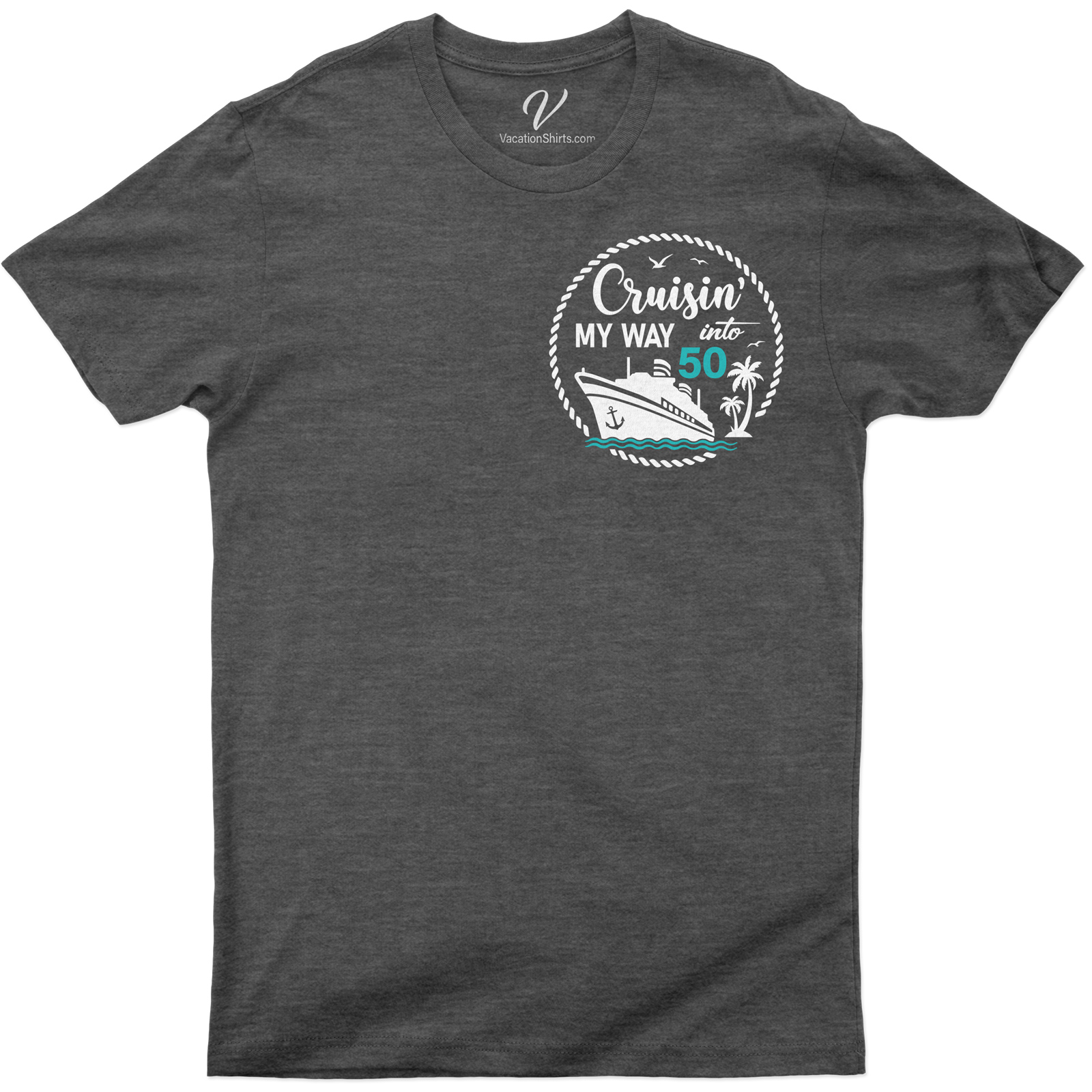 Cruisin' My Way Into 50 - Nautical Themed 50th Birthday Celebration Tee Celebrate in style with our Cruisin' My Way Into 50 - Nautical Themed Birthday Tee. Perfect for ocean lovers, this 50th Birthday Celebration Shirt combines sailing excitement with a cruisin' 50th birthday vibe. A must-have for nautical birthday tees collection!