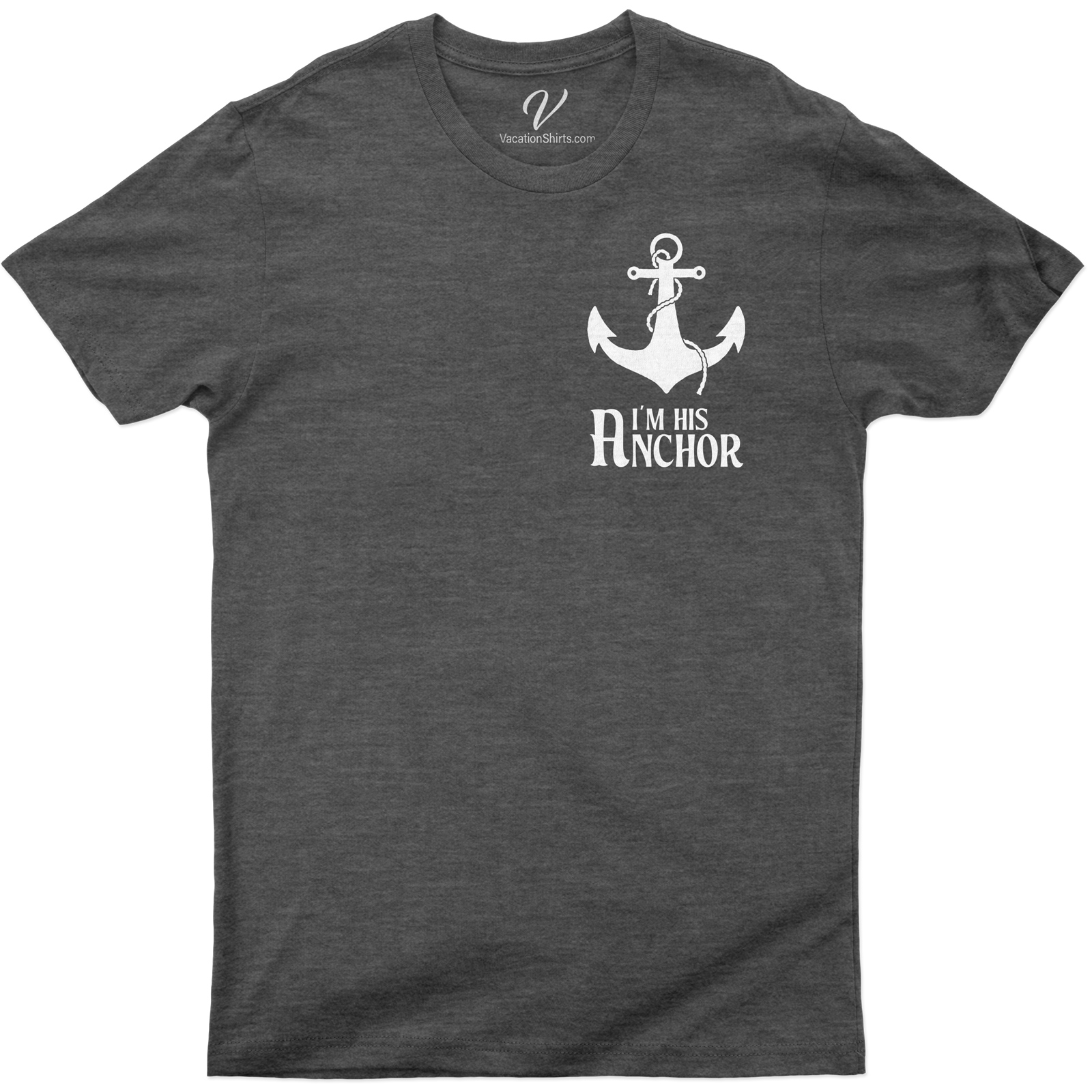 Nautical Themed 'I'm His Anchor' Casual Vacation Tee Anchor your style with our 'I'm His Anchor' Nautical Vacation T-Shirt. This Maritime Fashion tee blends Casual Beachwear with Sailor Style, offering Ocean Inspired Clothing that's perfect for your Sea Themed Casual Wear collection. Embrace the Nautical Casual Tees trend today!
