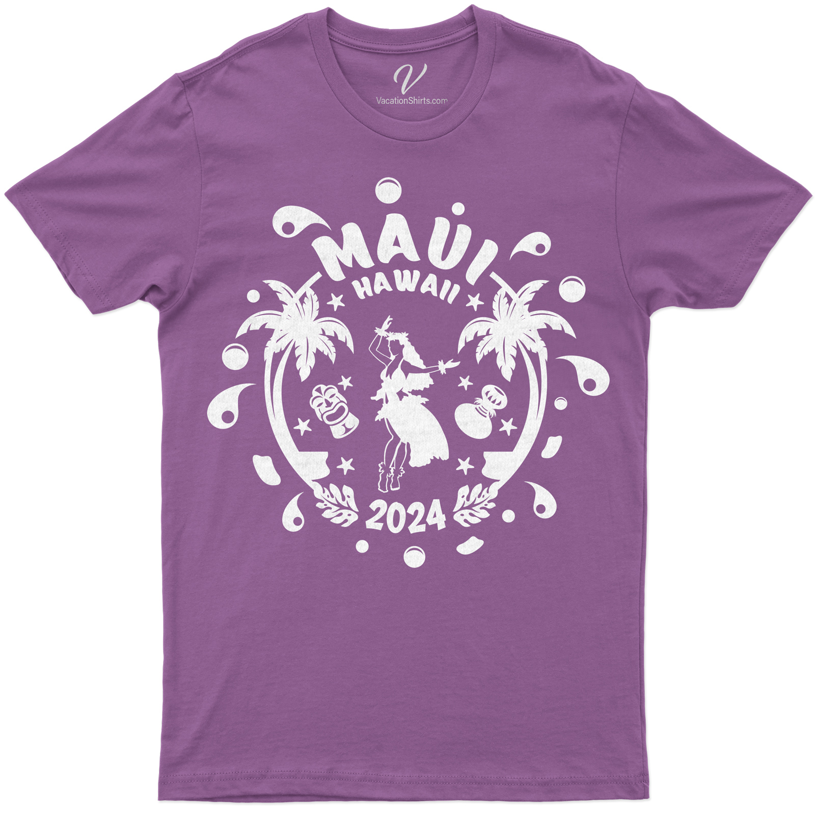 2024 Maui Hawaii Souvenir Tee Hula Dancer & Palm Trees