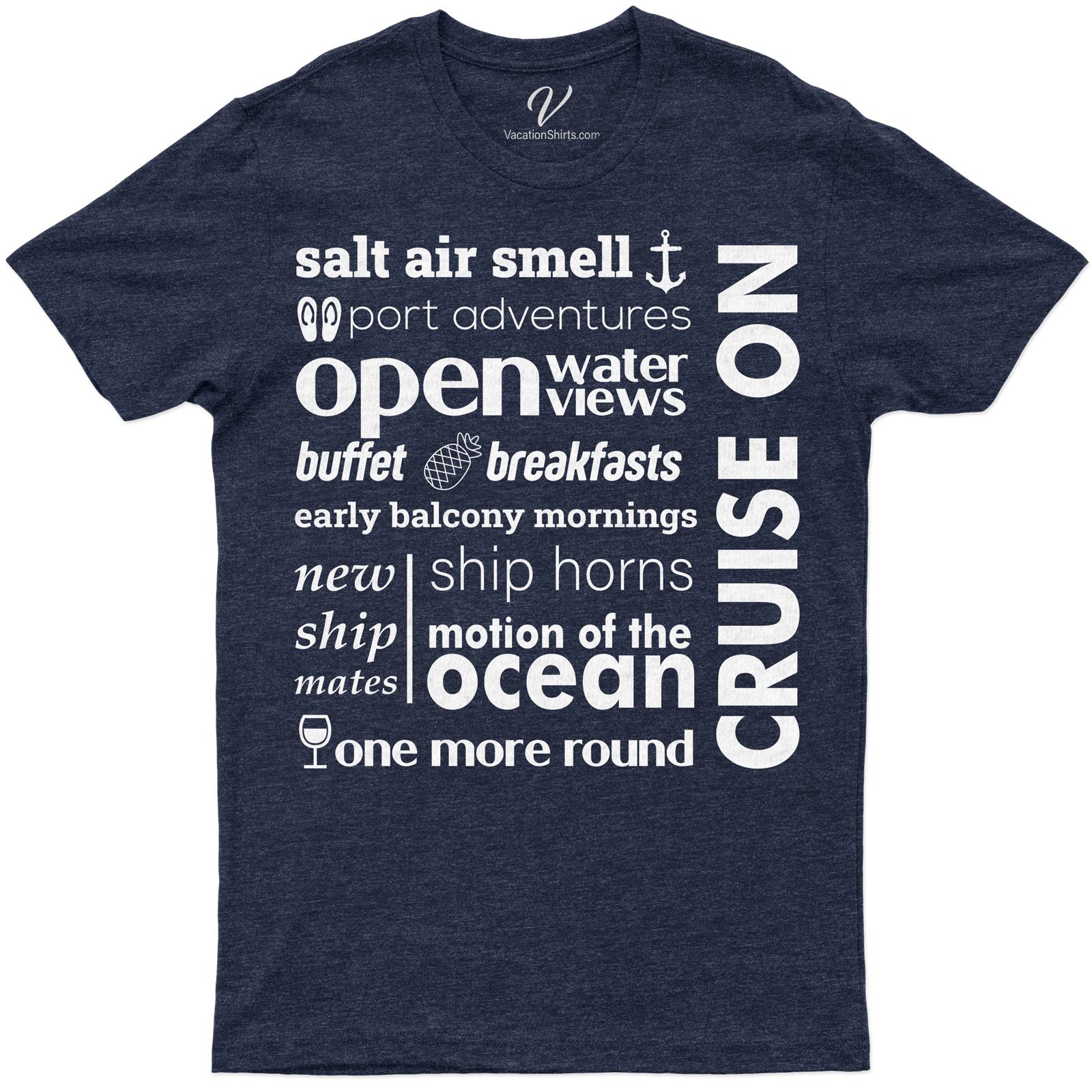Cruise Enthusiast Graphic Tee with Nautical Icons and Phrases Embrace your love for the sea with our Cruise Enthusiast Graphic Tee. Featuring nautical icons and maritime phrases, this shirt is a must-have for sailing enthusiasts and ocean lovers. It's the perfect addition to your boat-themed clothing collection.