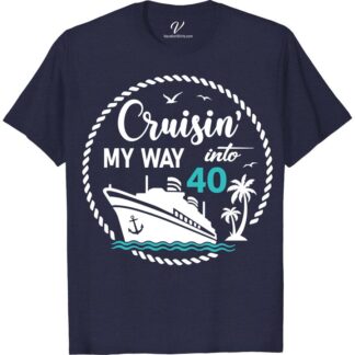 Cruisin' My Way Into 40 - Nautical Themed Birthday Celebration Tee Birthday Cruise Shirts Set sail into your fabulous 40s with our "Cruisin' My Way Into 40" Tee! Perfect for maritime enthusiasts, this nautical-themed birthday shirt blends ocean-inspired joy with sailor flair. Featuring a striking anchor design, it's the ultimate apparel for any sea-themed 40th party or boat lover's birthday celebration.