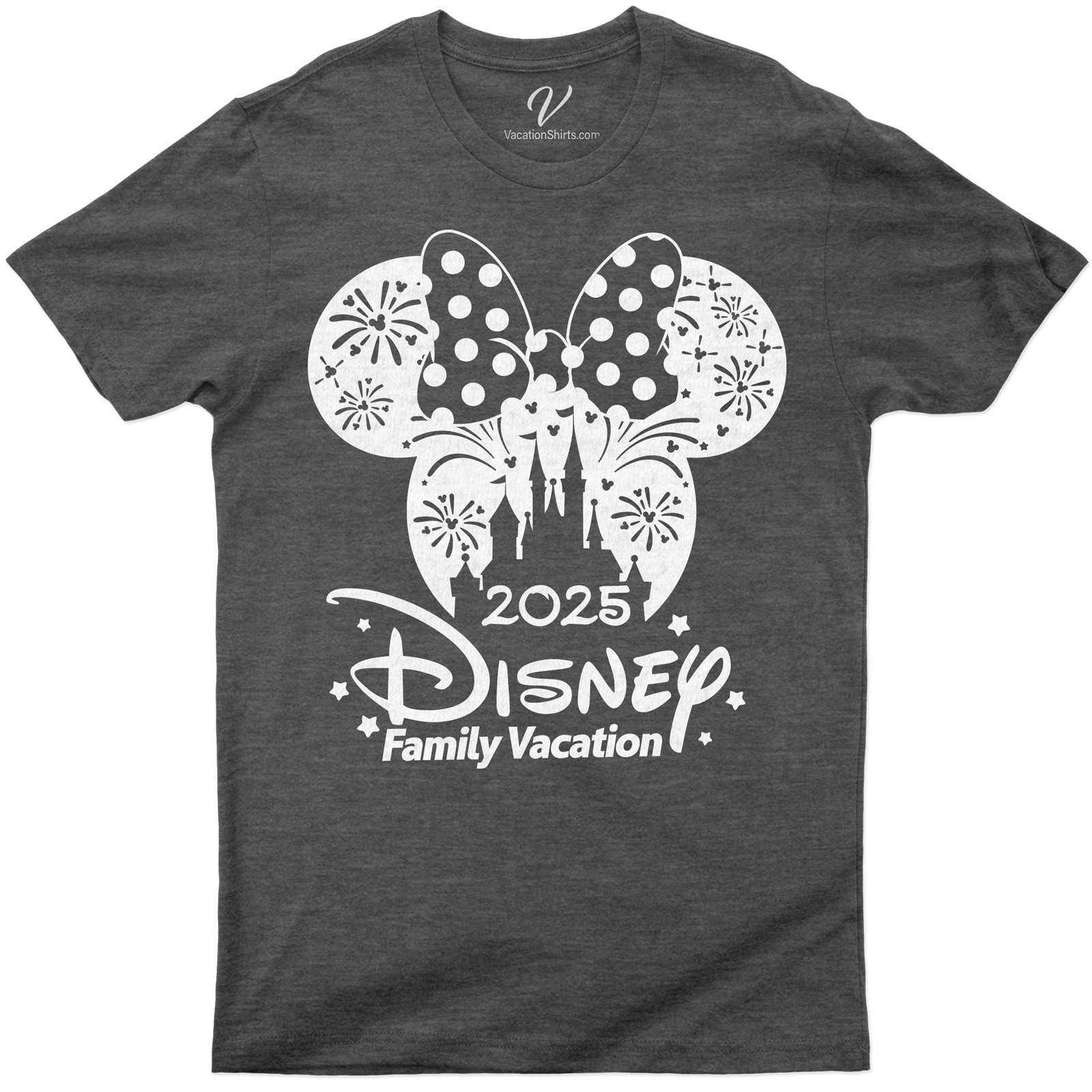 Disney 2025 Family Vacation Tee Magical Castle Fireworks