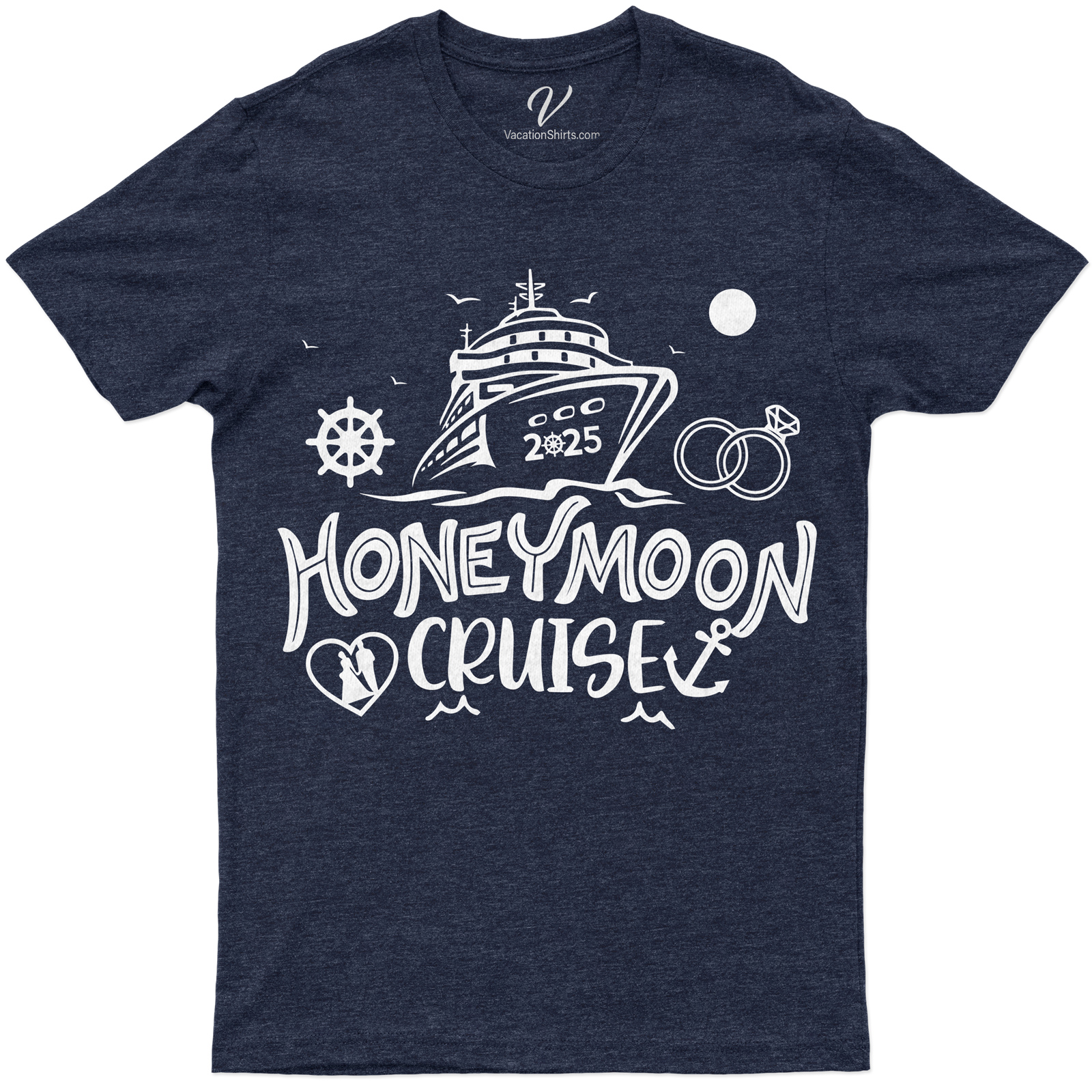 Honeymoon Cruise Commemorative Graphic Tee - Nautical Theme Set sail in style with our Honeymoon Cruise Commemorative Graphic Tee. This Nautical Theme Tee is the perfect Cruise Souvenir Shirt to celebrate your special journey. A must-have Honeymoon Cruise Apparel, it's your Nautical Honeymoon Tee to remember!