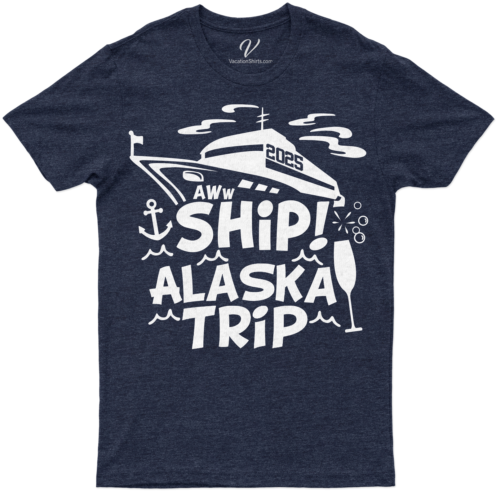 Alaska Cruise Adventure Graphic Tee - Nautical & Wine Themed Embark on a voyage with our Alaska Cruise Adventure Graphic Tee. This nautical & wine-themed shirt, perfect for cruise wear, combines adventure and style. A must-have for wine lovers and Alaska adventure seekers, it's the ultimate in nautical graphic tees and Alaska travel shirts.