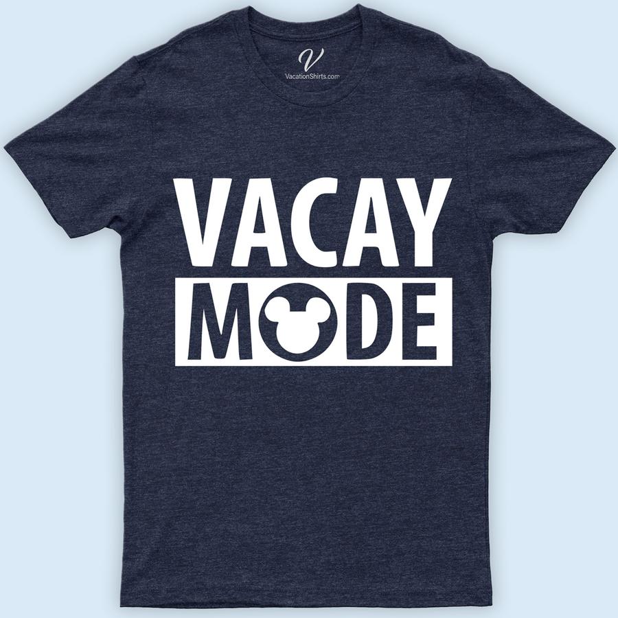 Disney Vacay Mode Shirt Disney Vacation Shirts Step into magic with our Disney Vacay Mode Shirt from VacationShirts.com! Perfect for families and groups, these custom, matching tees add enchantment to your Disney trip. Personalize for each member, and choose from various Disney theme park designs. Make your Disney holiday unforgettable with our unique, personalized Disney vacation apparel!